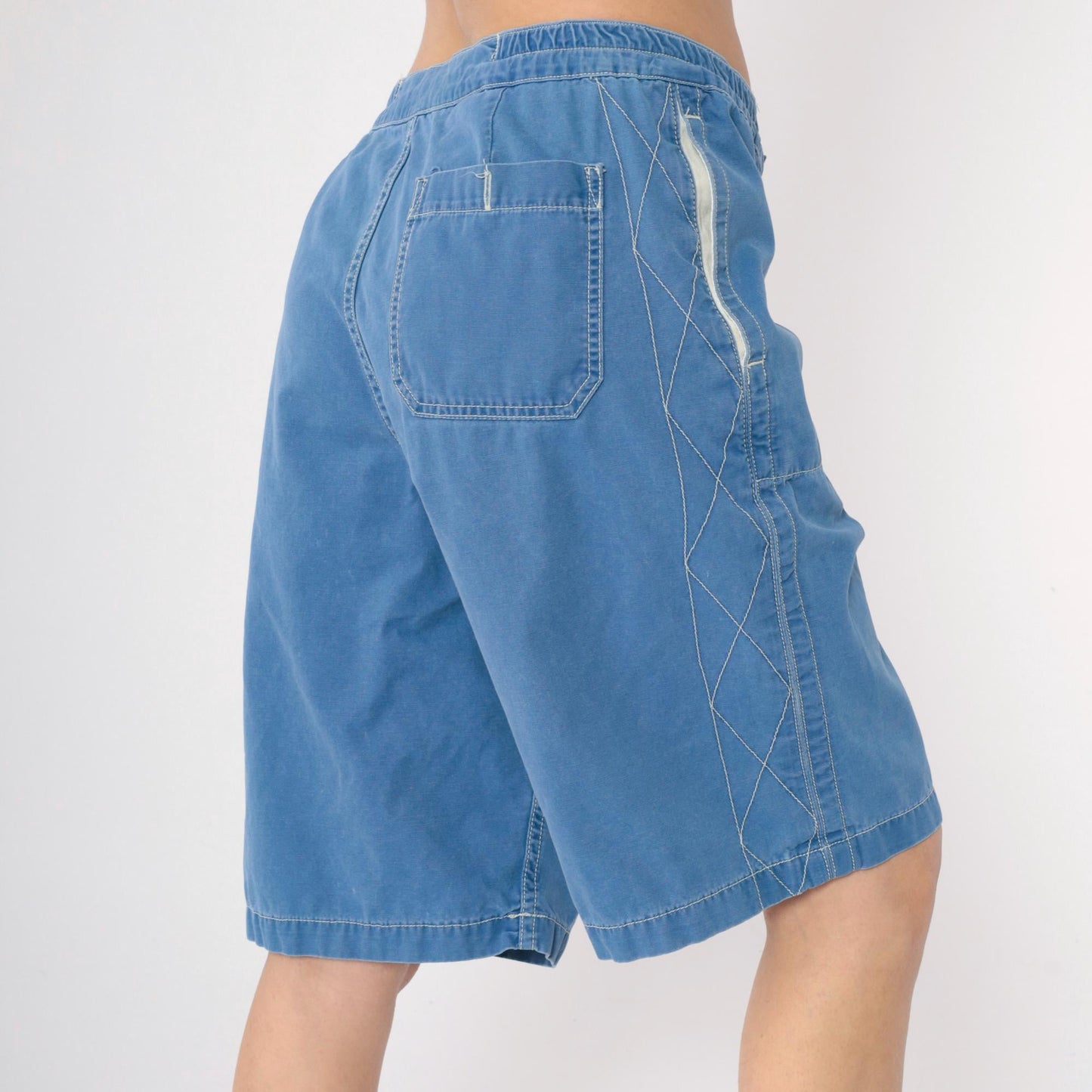 Y2K Ralph Lauren Polo Jeans Co. Board Shorts Blue Cotton Button Fly Medium M