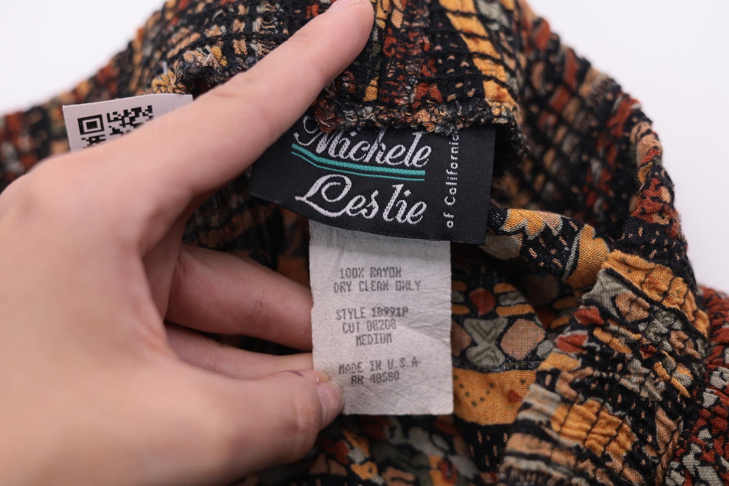 90s Michele Leslie Broomstick Midi Skirt Fall Leaf Print Mustard Orange Medium