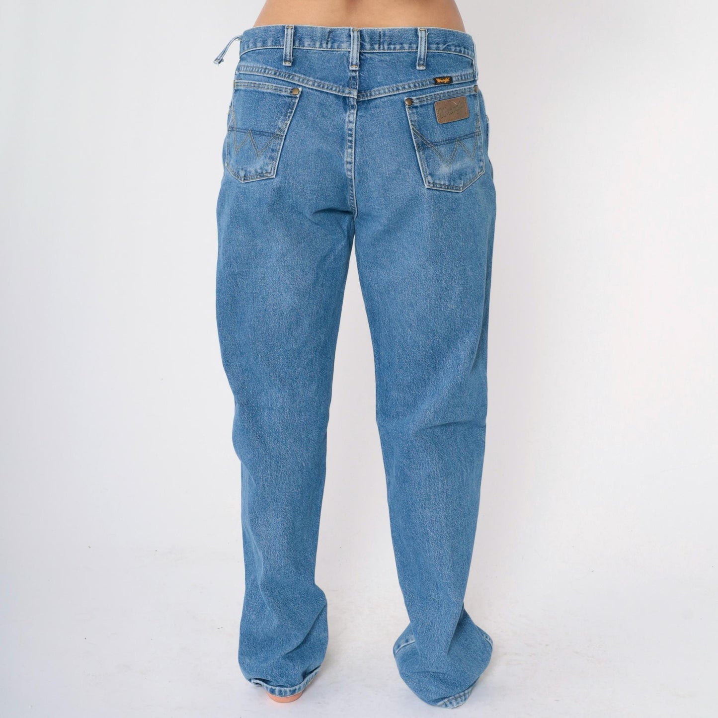 90s Wrangler George Strait Cowboy Cut Blue Jeans High Rise Straight Leg 35x34