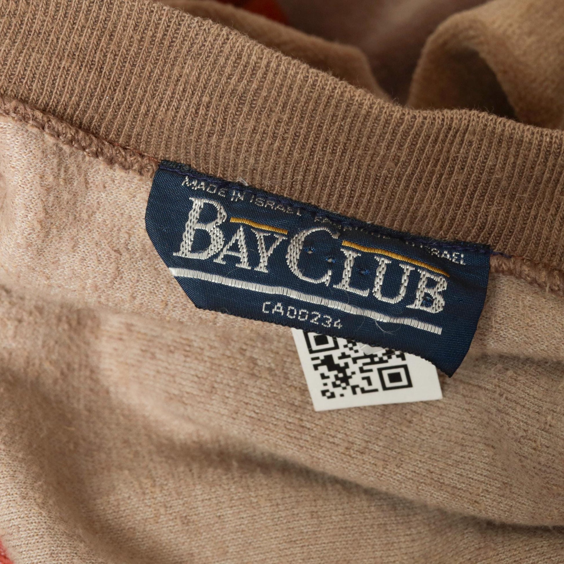 80s Bay Club Velour Sweatshirt Brown Red Striped V-Neck Small