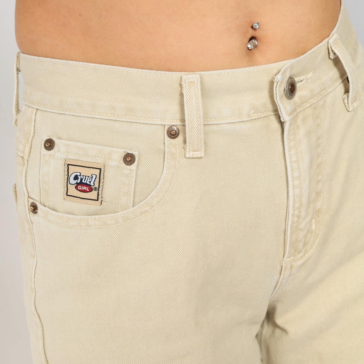 Y2K Cruel Girl Beige Denim Bootcut Jeans High Waisted Western Small 7