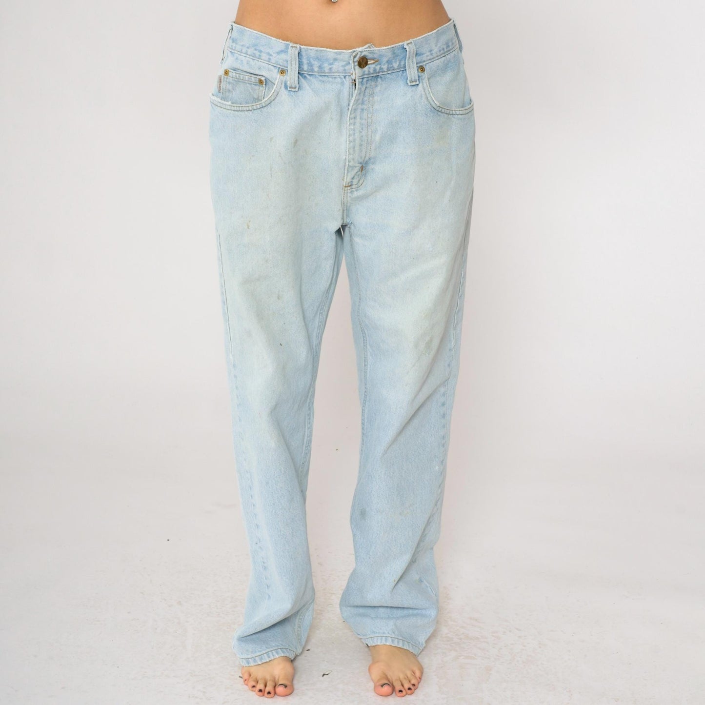 90s Carhartt Straight Leg Jeans High Waist Light Wash Denim 36