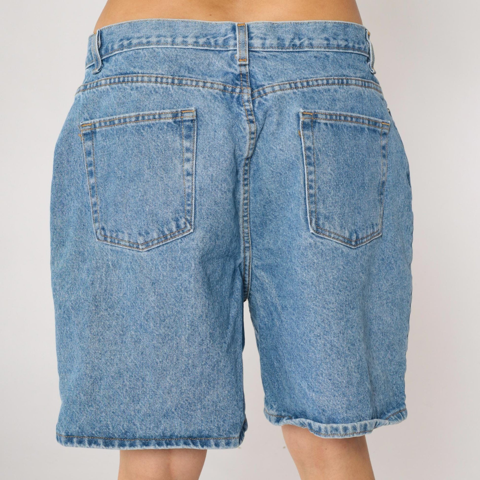 90s Faded Glory High-Waist Denim Shorts Blue Large