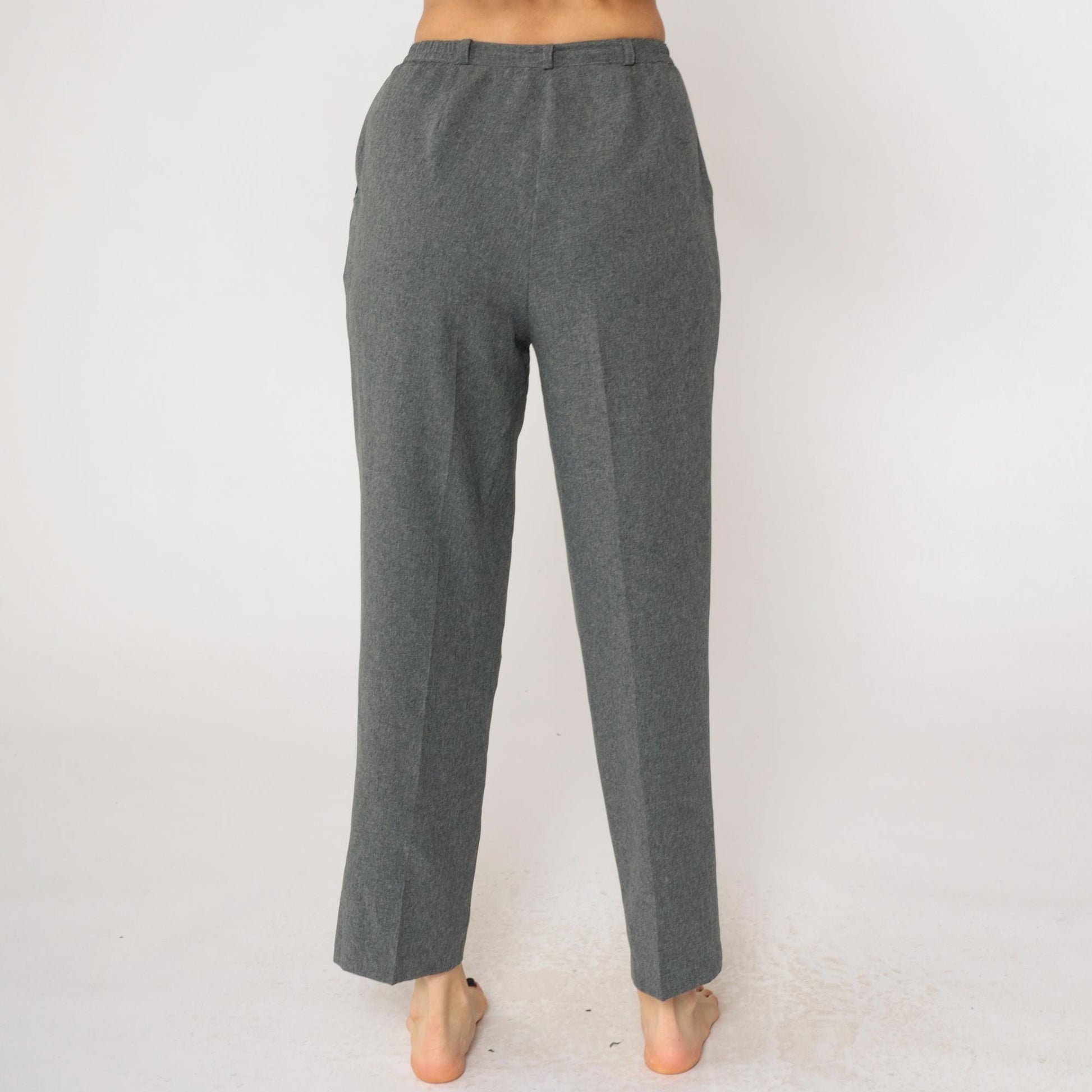 90s Kathie Lee Grey Pleated High-Waist Straight Trousers Small