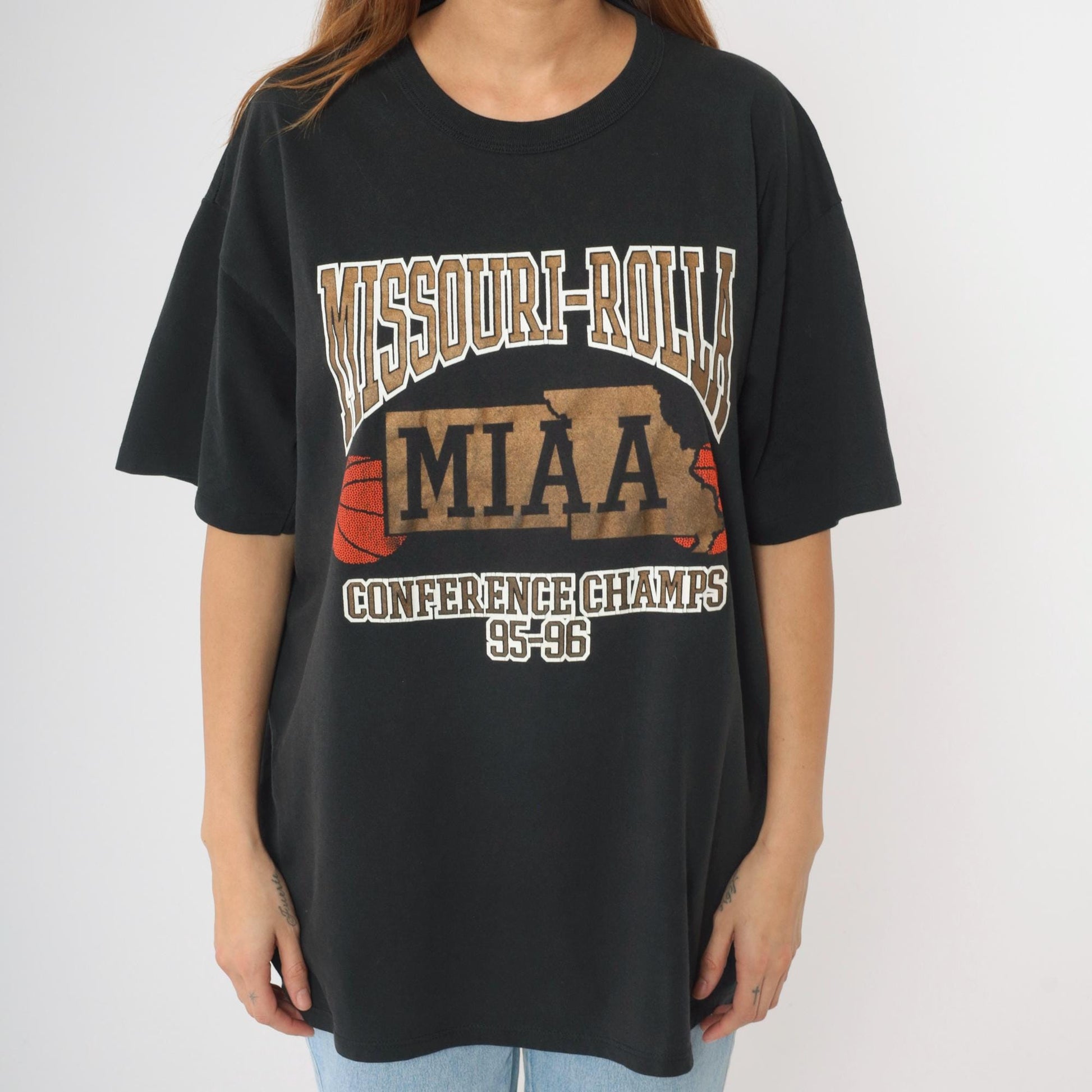 90s Missouri-Rolla MIAA Conference Champs Basketball Graphic Tee Black Extra Large