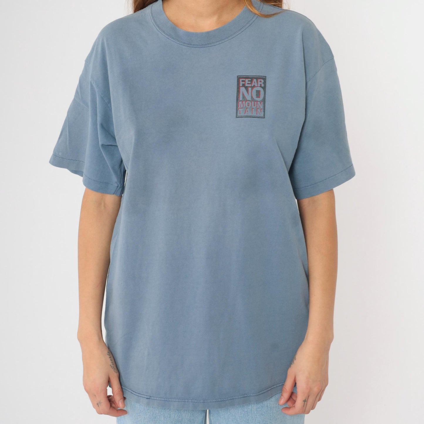90s Angel Fire New Mexico Ski Graphic T-Shirt Blue Cotton Crewneck Large L