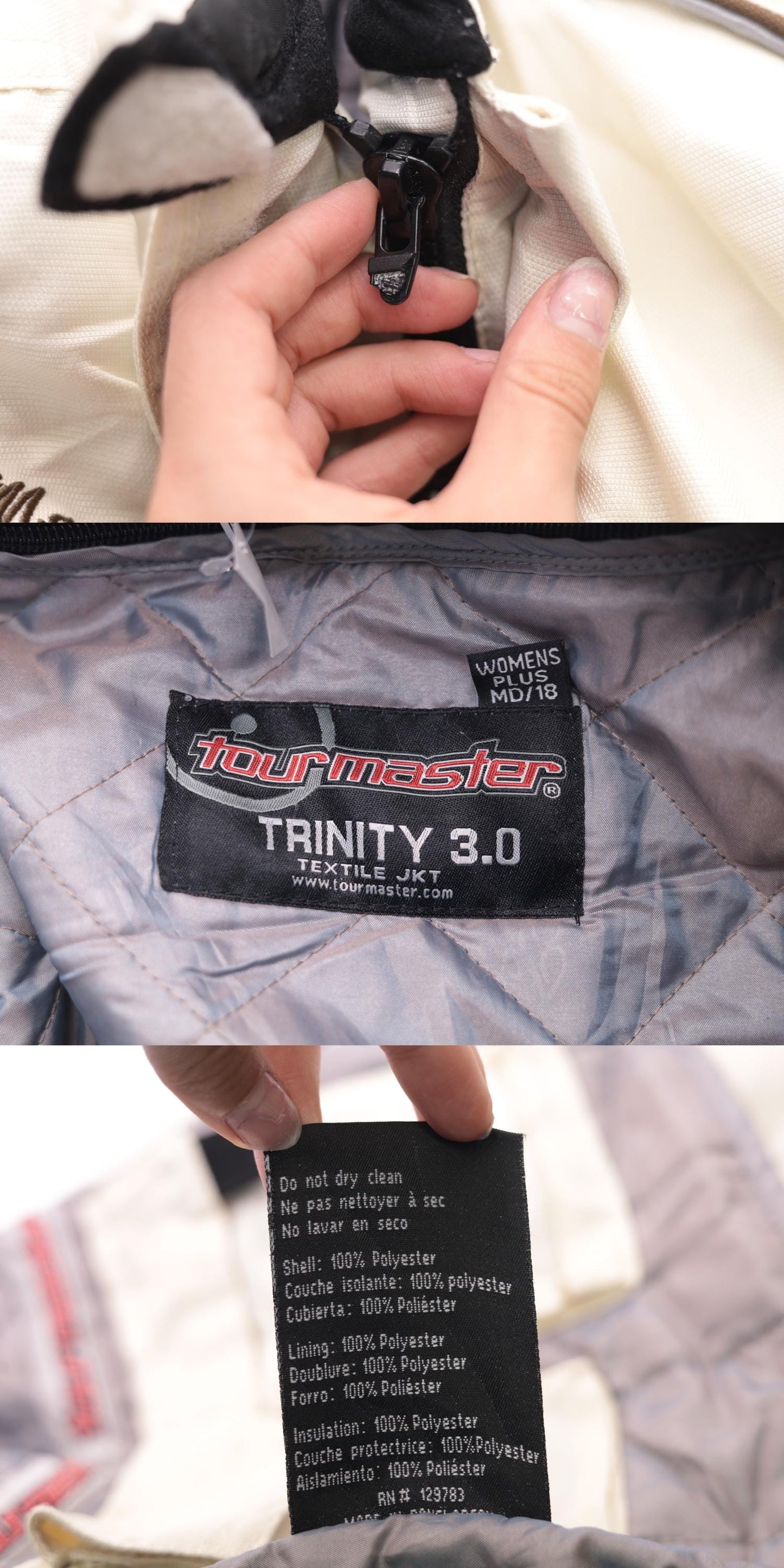 Tourmaster Trinity 3.0 Women's Motorcycle Jacket Cream Reflective Plus MD/18