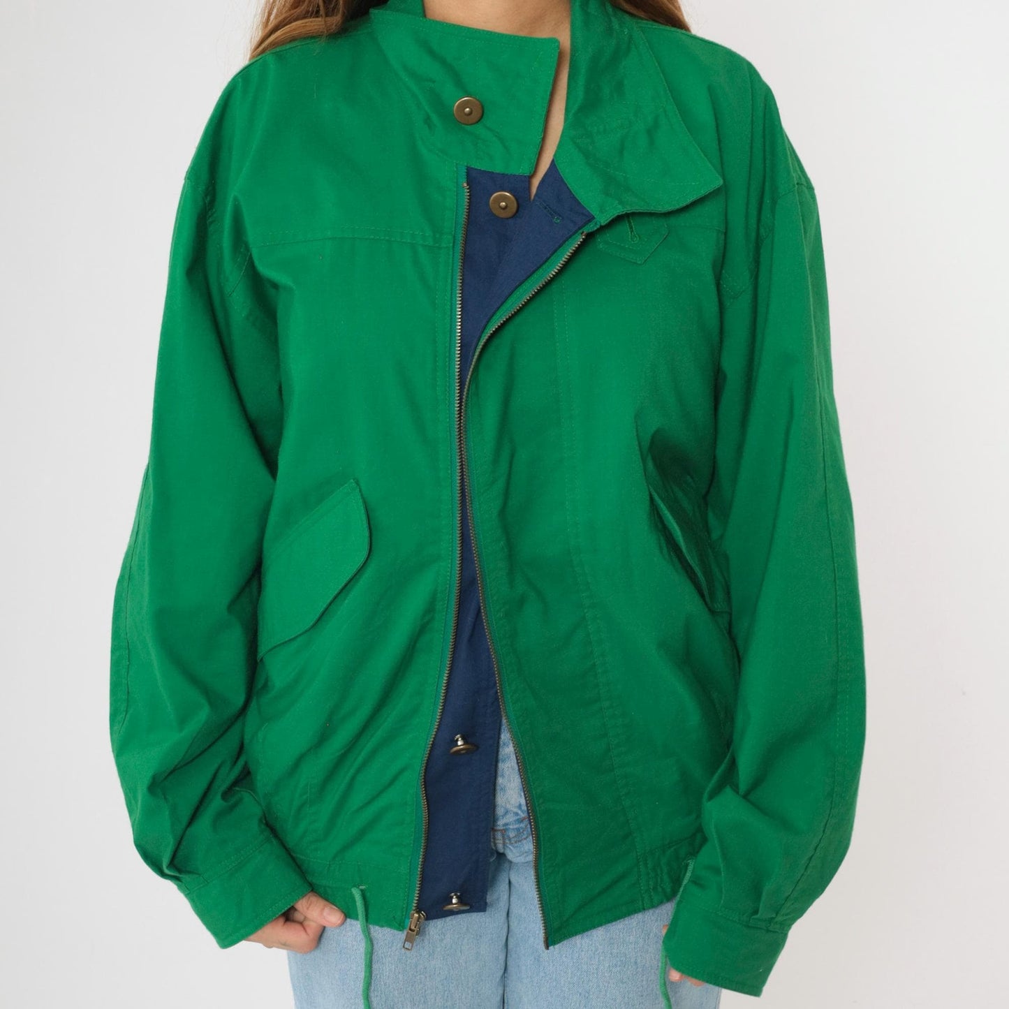 80s Trekka Outdoor Windbreaker Jacket Green Navy Two Tone Small