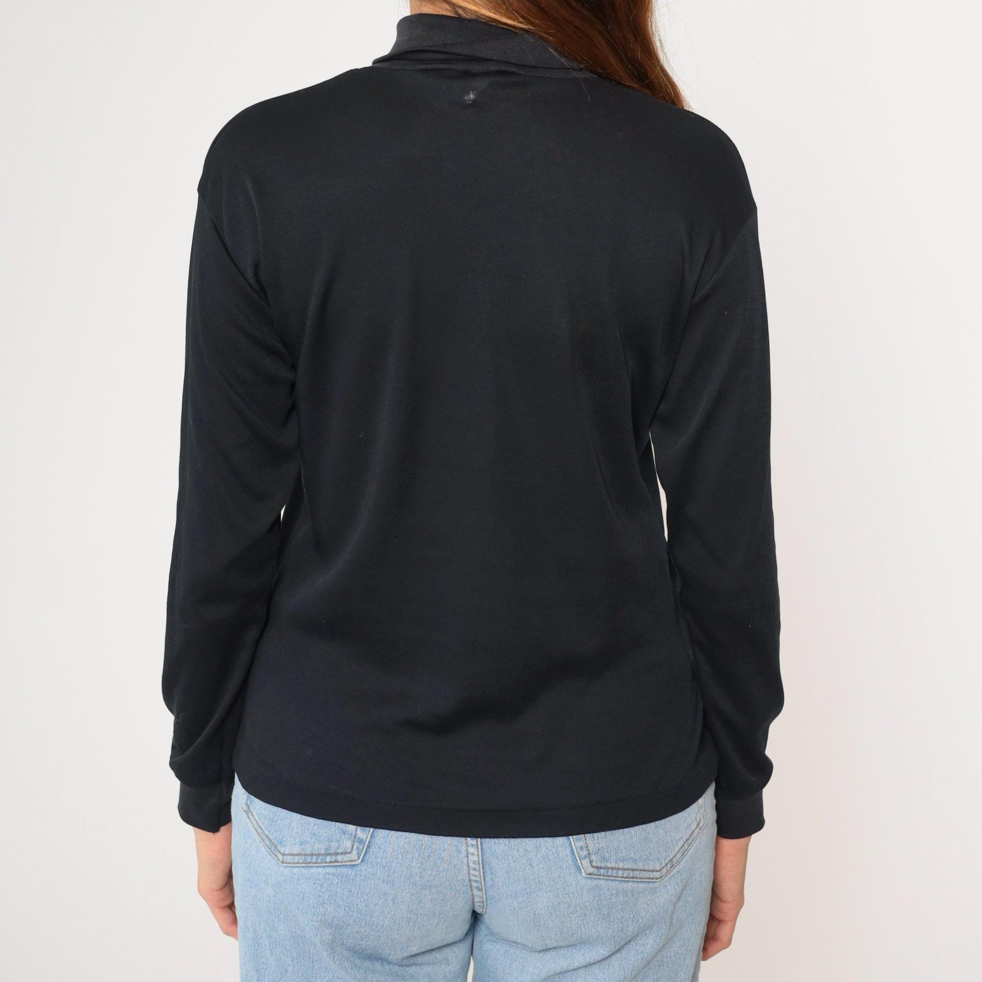 80s Bobbie Brooks Black Turtleneck Long Sleeve Shirt Medium