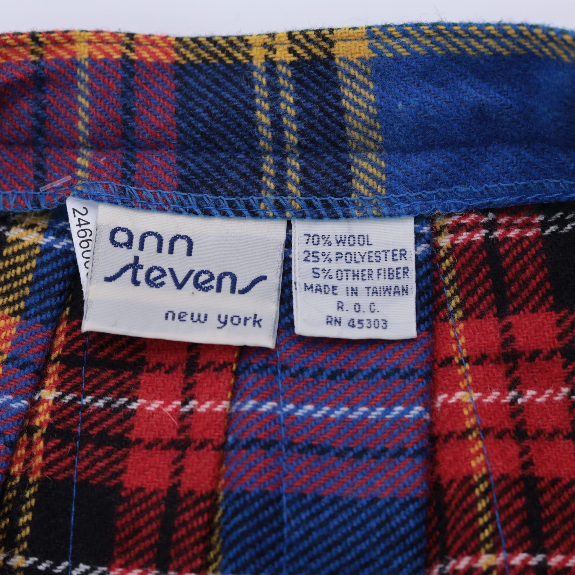 80s Ann Stevens Wool Plaid Midi Skirt High Waist Wrap Tartan Small