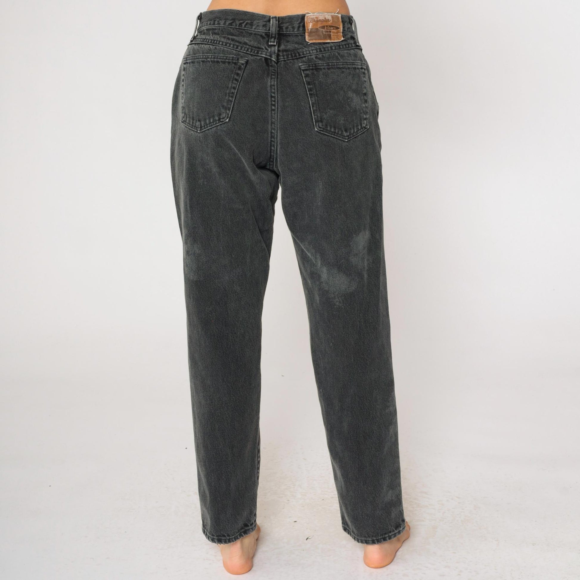 90s Wrangler Black Denim Jeans High Rise Tapered Leg Women's 12