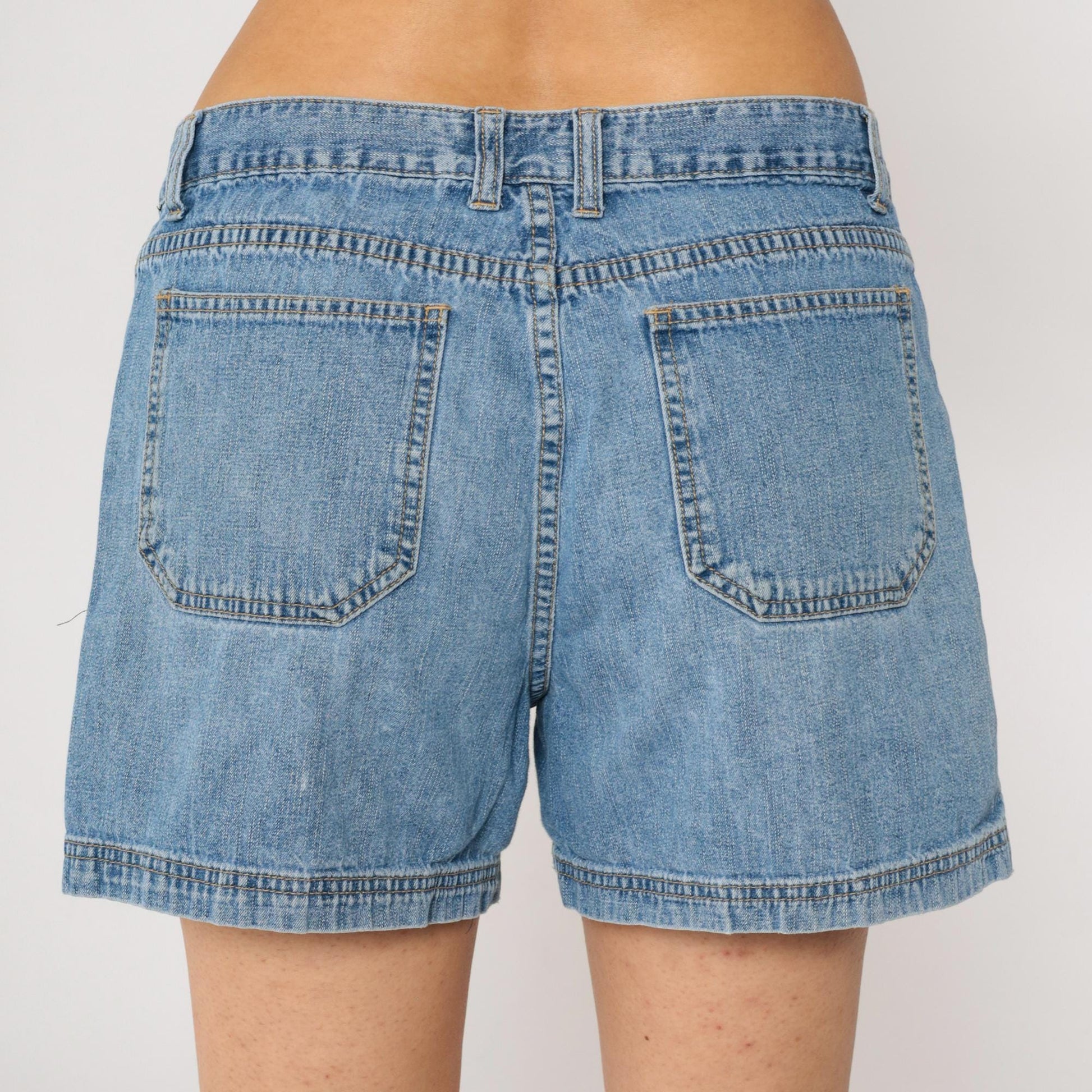 Y2K Faded Glory High-Waisted Jean Shorts Blue Denim Four Pocket Large 12