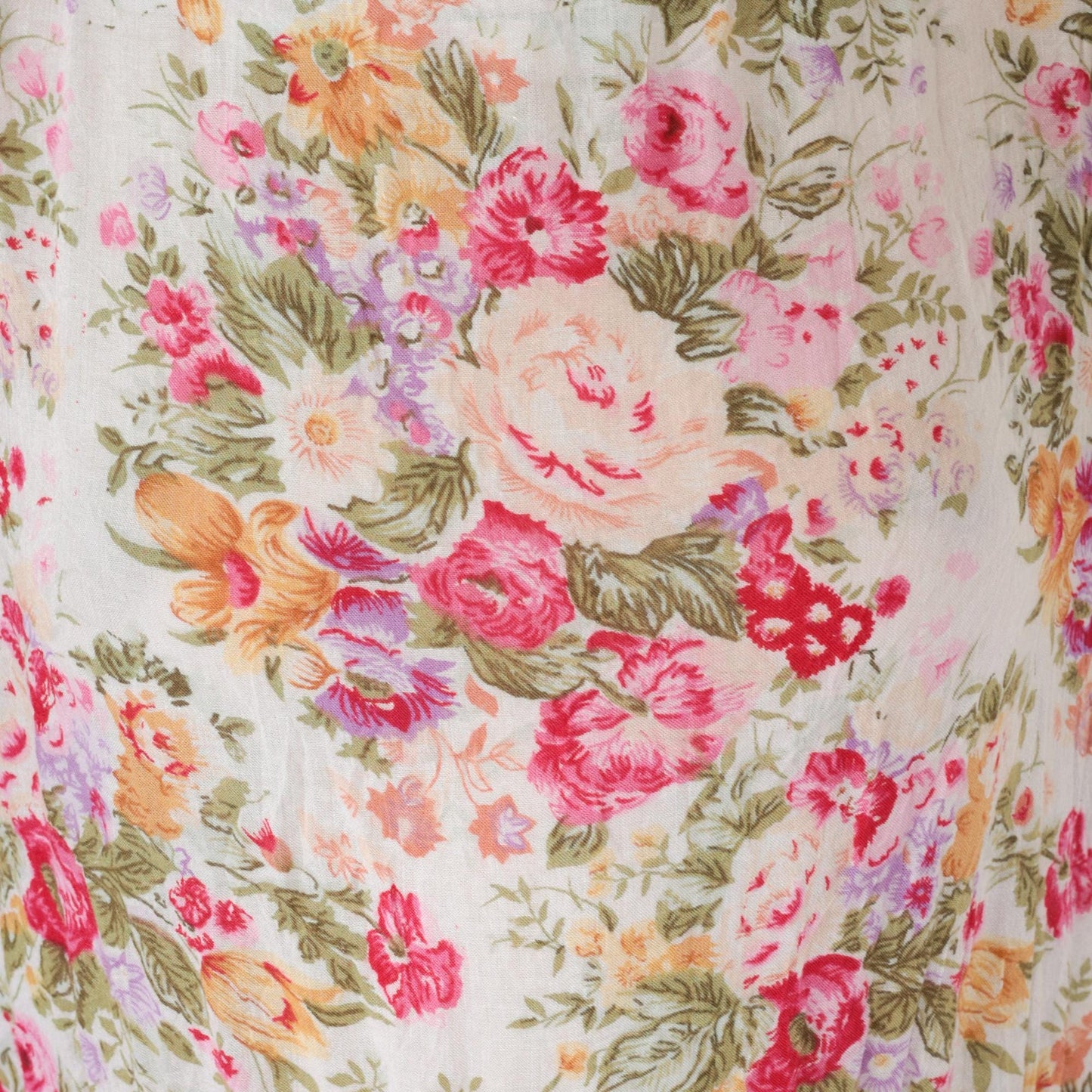 90s Bila Floral Midi Dress White Pink Yellow Green High Waist Medium M