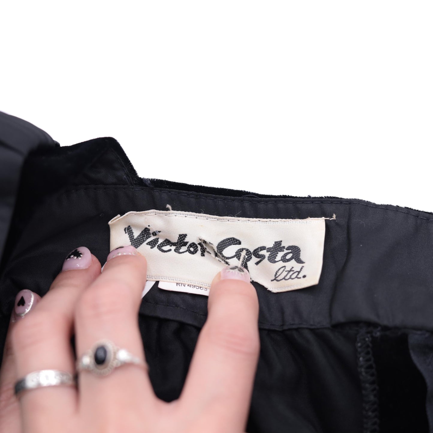 80s Victor Costa Black Velvet Midi Dress Bow Shoulders Long Sleeve Medium