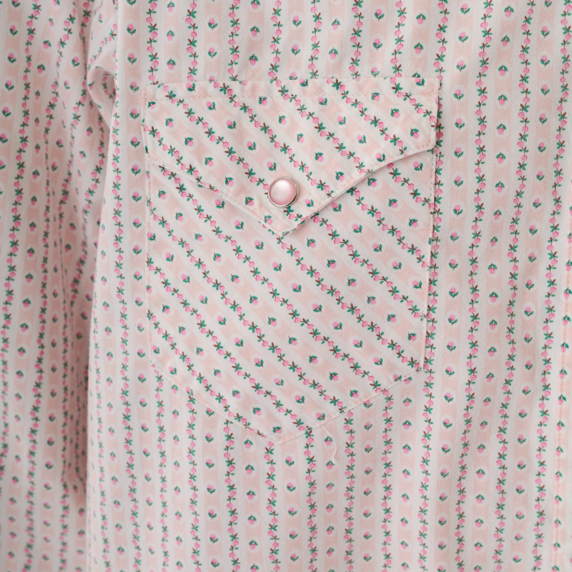 Y2K Cruel Girl Western Shirt Pink Floral Stripe Pearl Snap Blouse Extra Large XXL