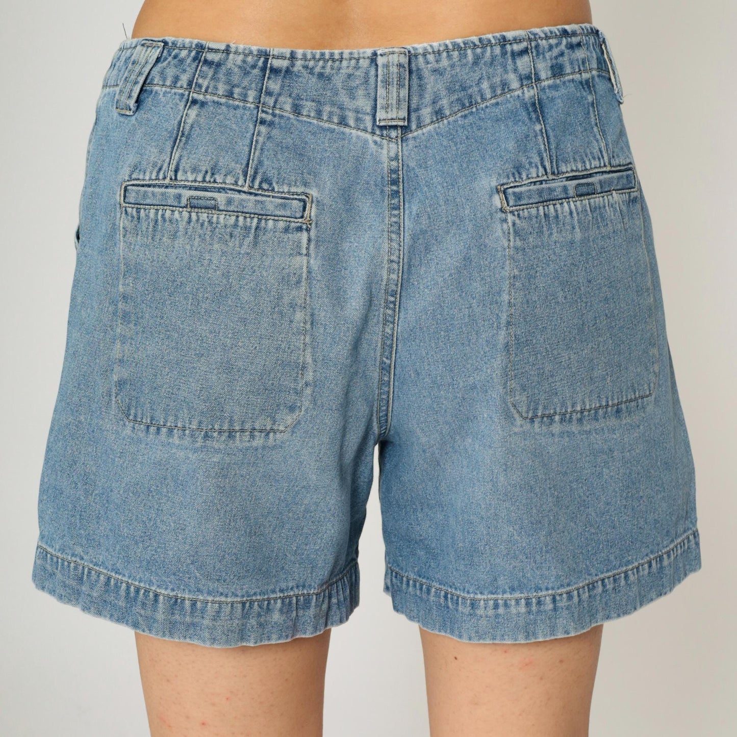 90s Blue Denim Cargo Shorts High Waist Cotton Jean Shorts Medium Large