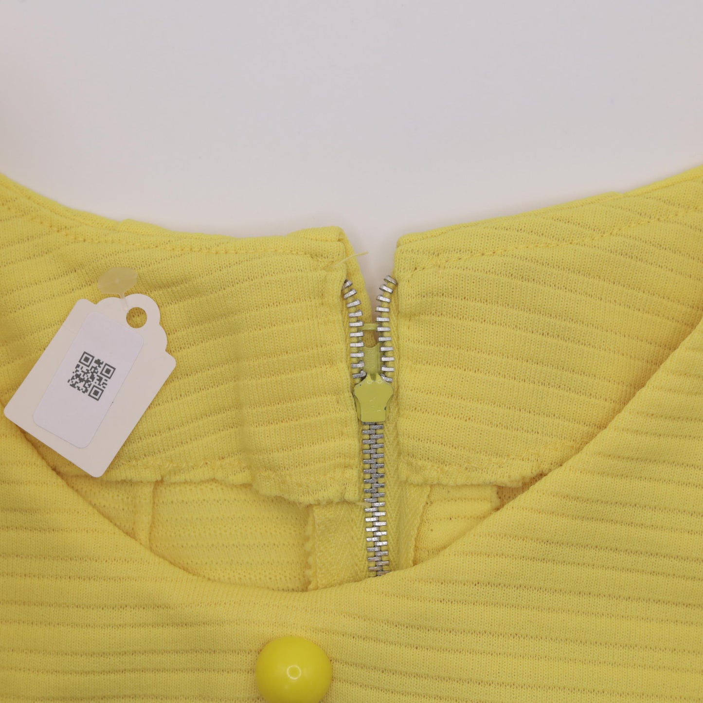 70s Yellow Babydoll Dress Empire Waist Puff Sleeve Mini Scoop Neck Small