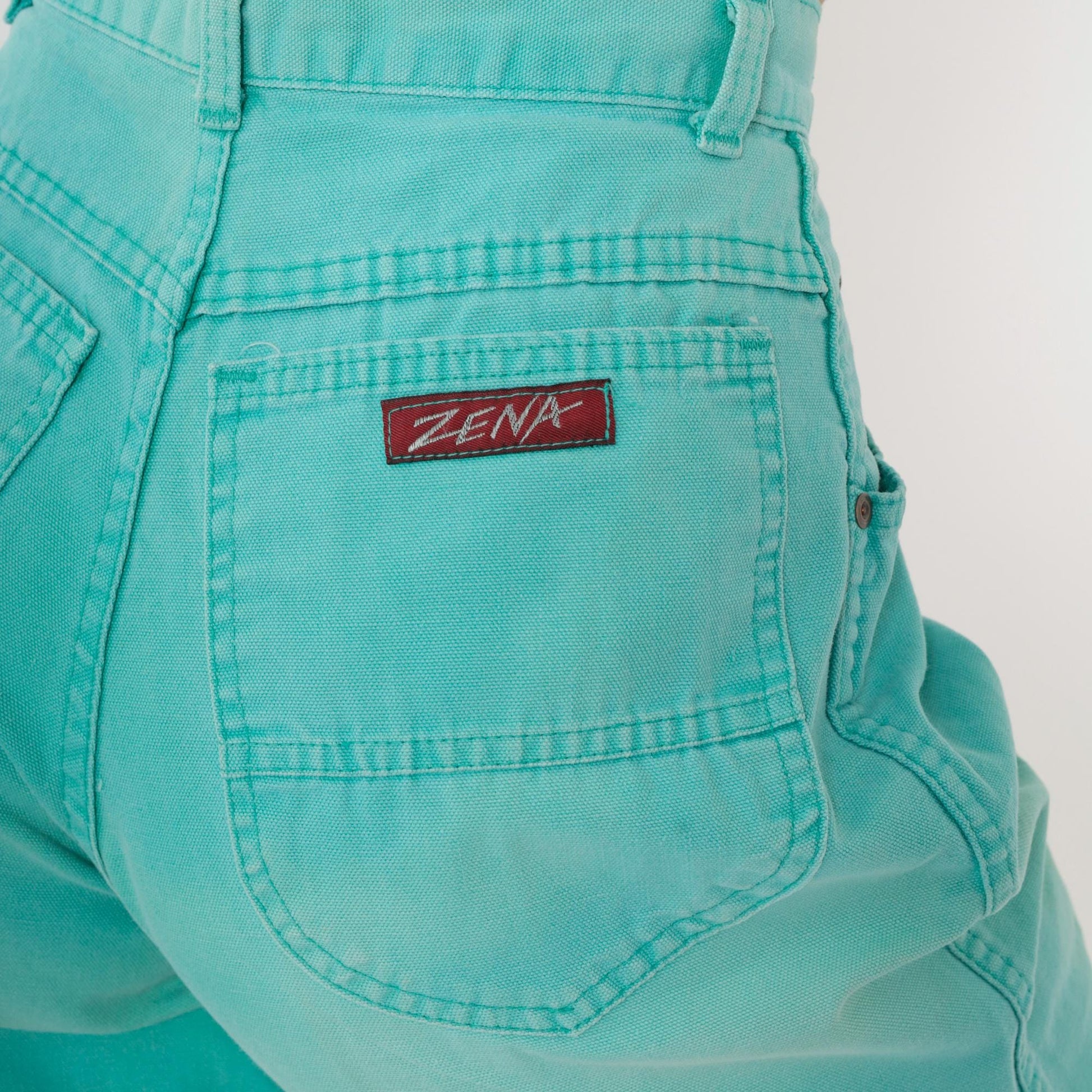 90s Zena Aqua Tapered Trousers High Waist Pleated Straight Leg Extra Small