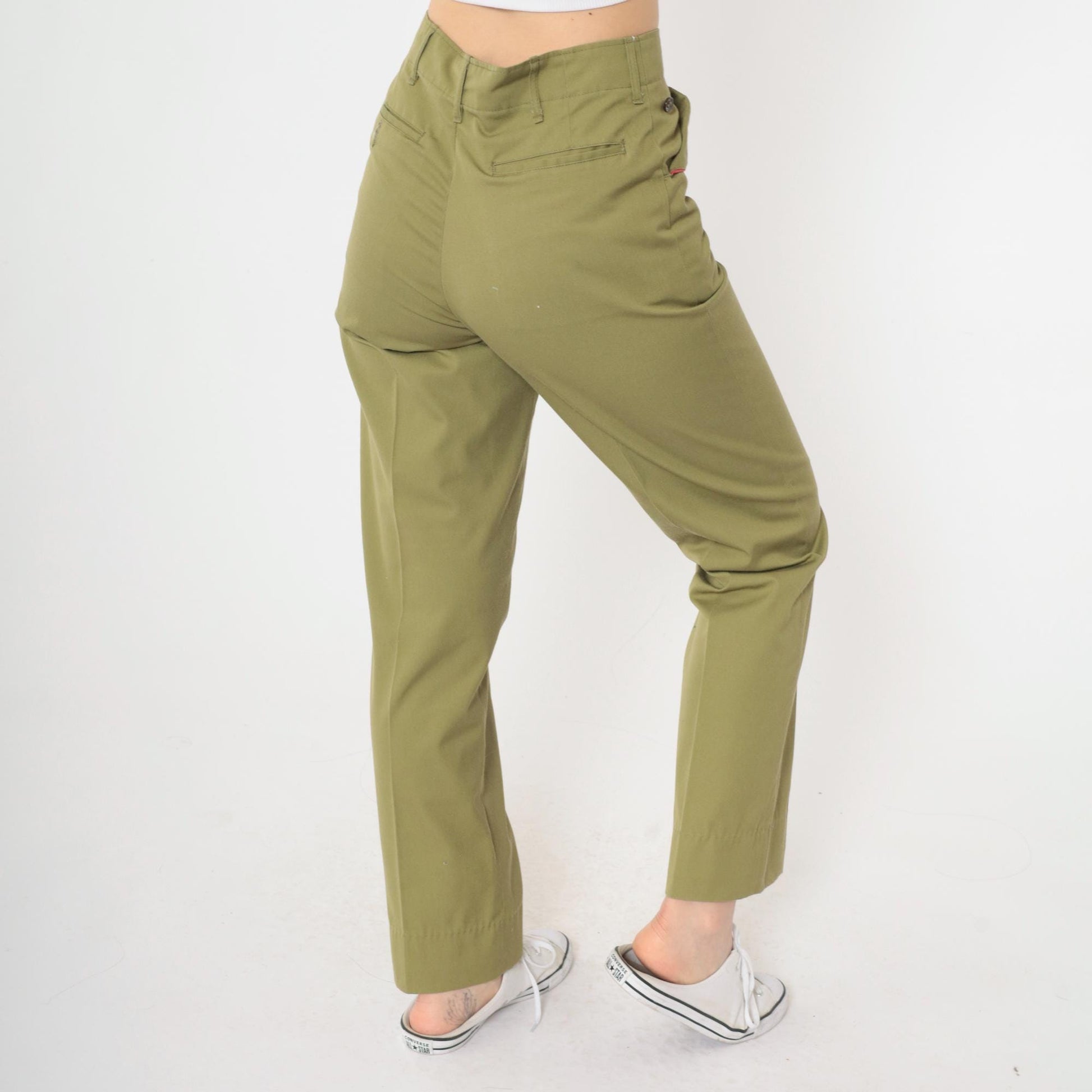 60s Boy Scouts of America Uniform Pants Olive Green High Waist Small