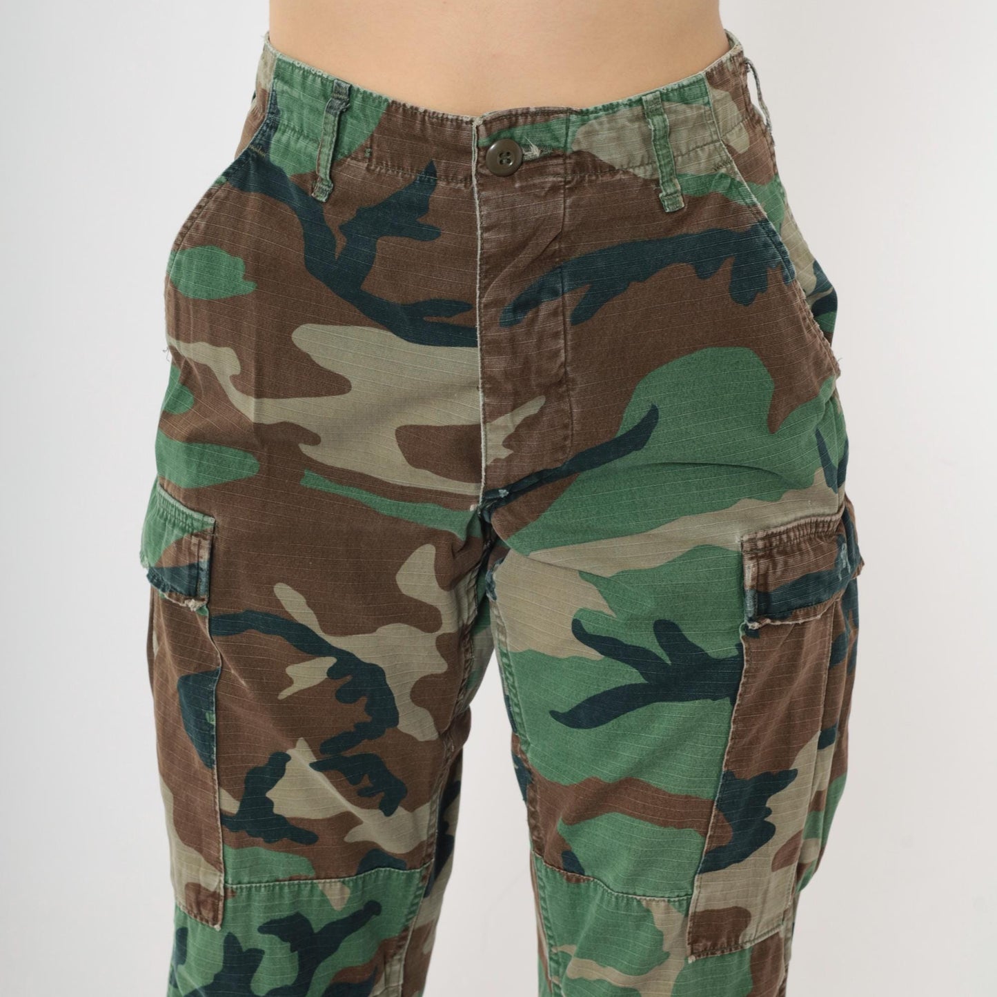 80s Woodland Camo Ripstop Cargo Pants Military BDU XS Regular