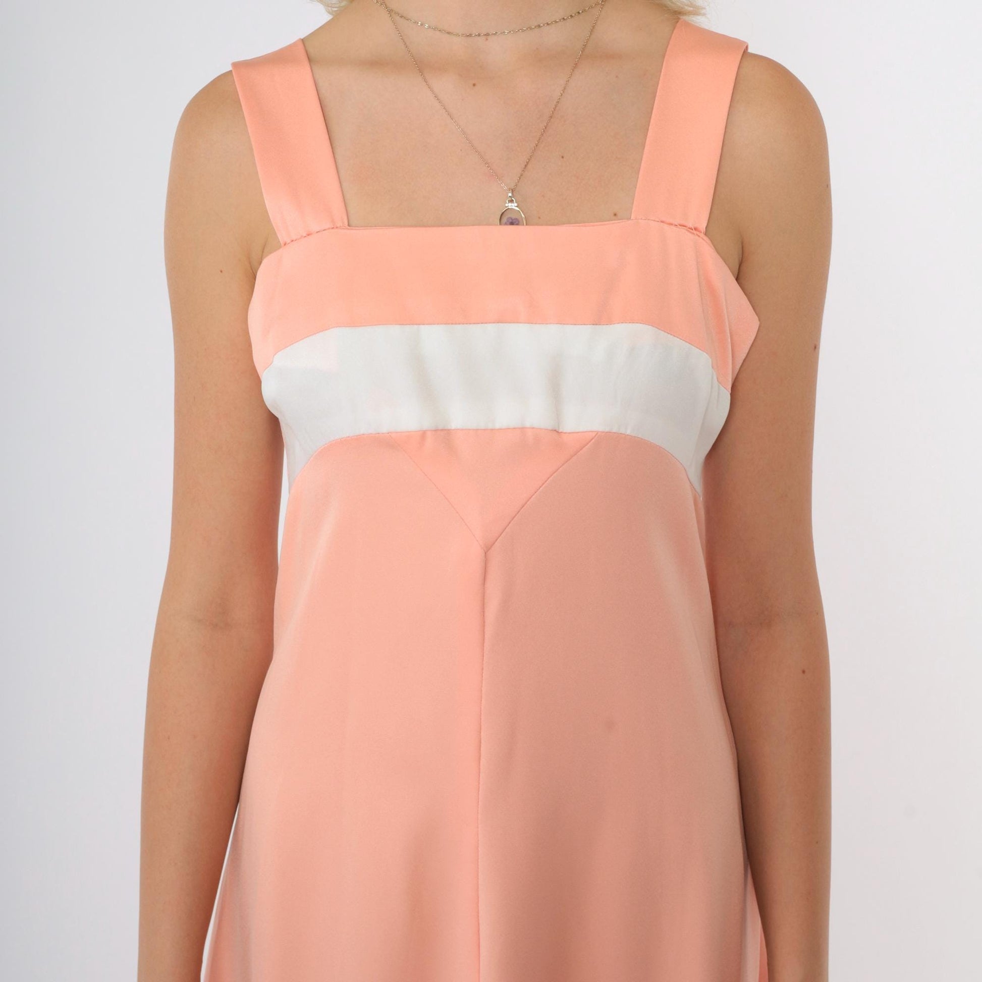 70s Peach Striped Empire Waist Maxi Dress & Jacket Set Extra Small