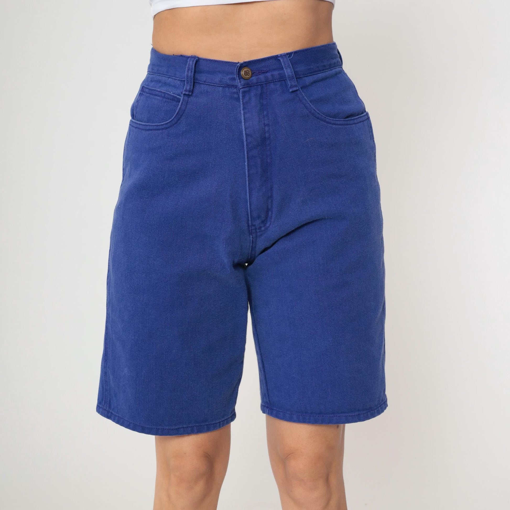 90s Bill Blass Indigo Denim Shorts High Waist Bermuda Length Small