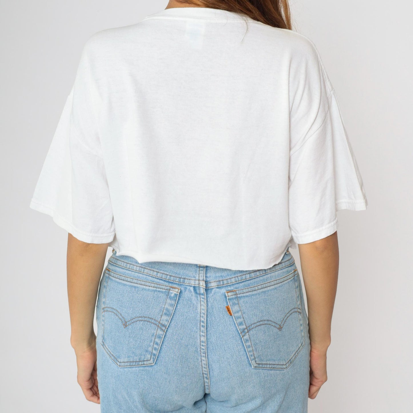 90s Cat & Dog Graphic Crop Top White Cotton T-Shirt Large L