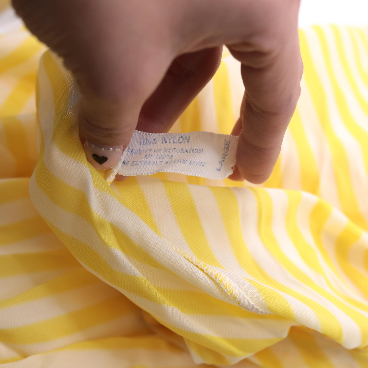 70s Yellow White Striped Nylon Lingerie Robe Open Front Mini Large L
