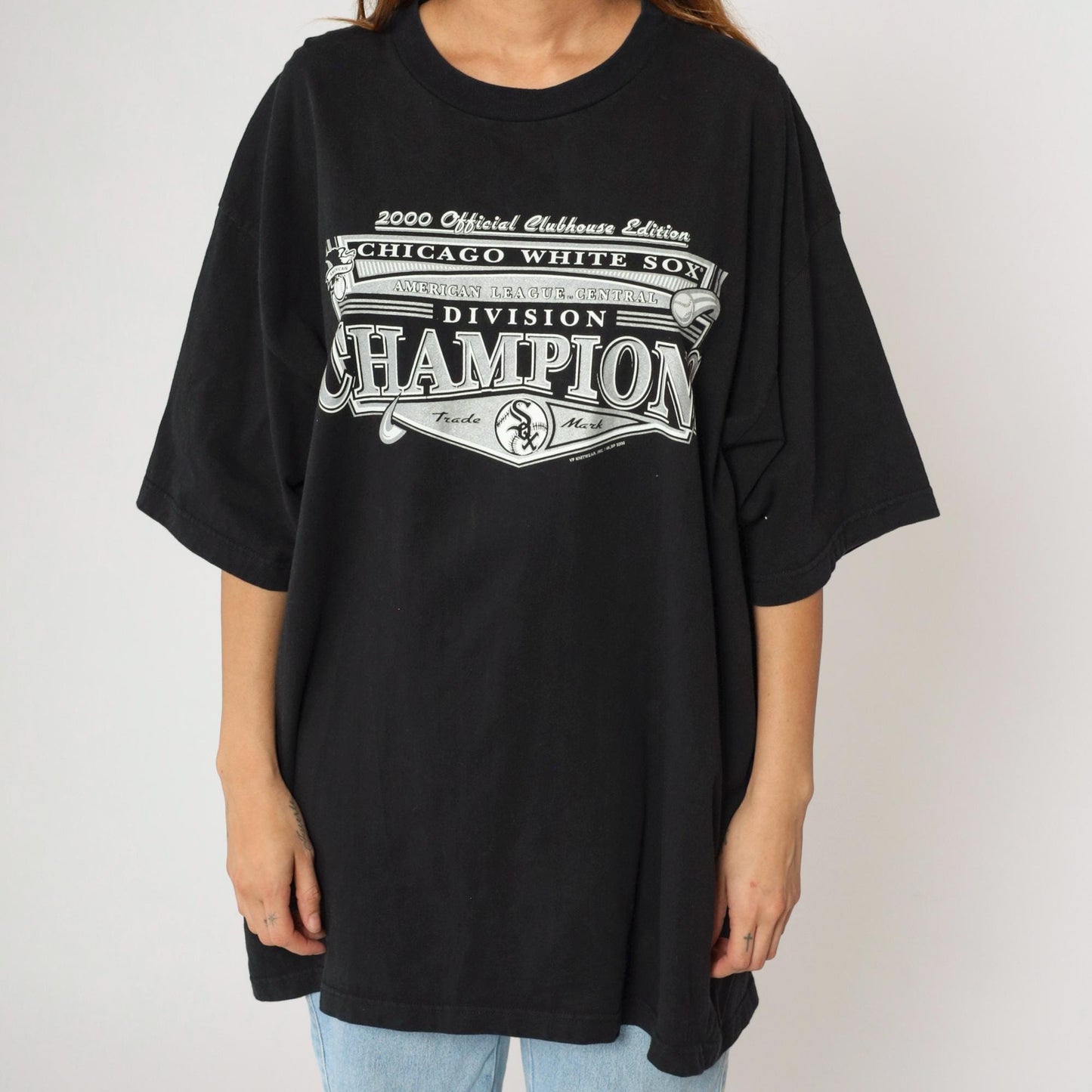 Y2K Chicago White Sox 2000 Division Champions Graphic Tee Black Cotton XXL