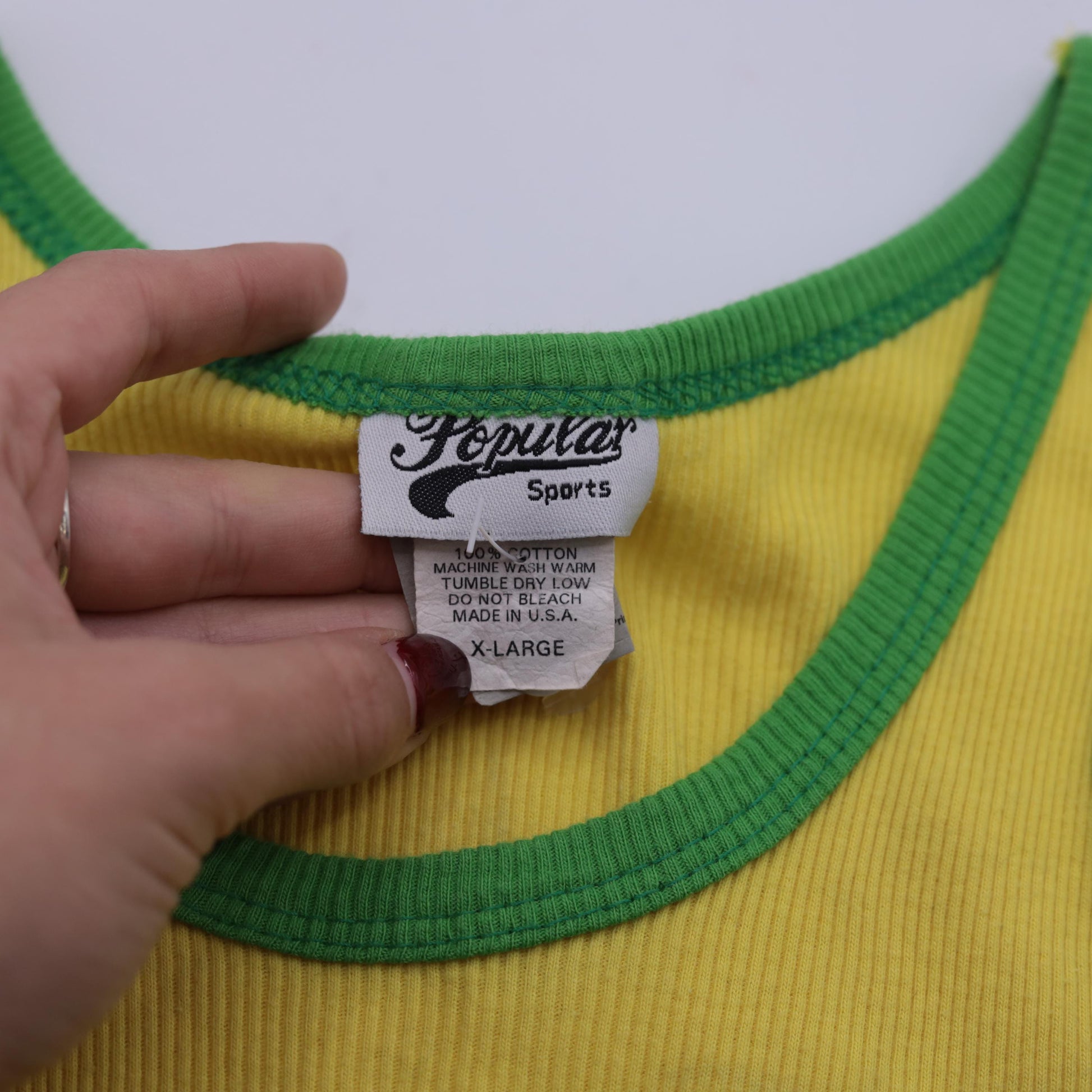 00s Brasil Tank Top Yellow Ringer Graphic Cotton Fitted Small S