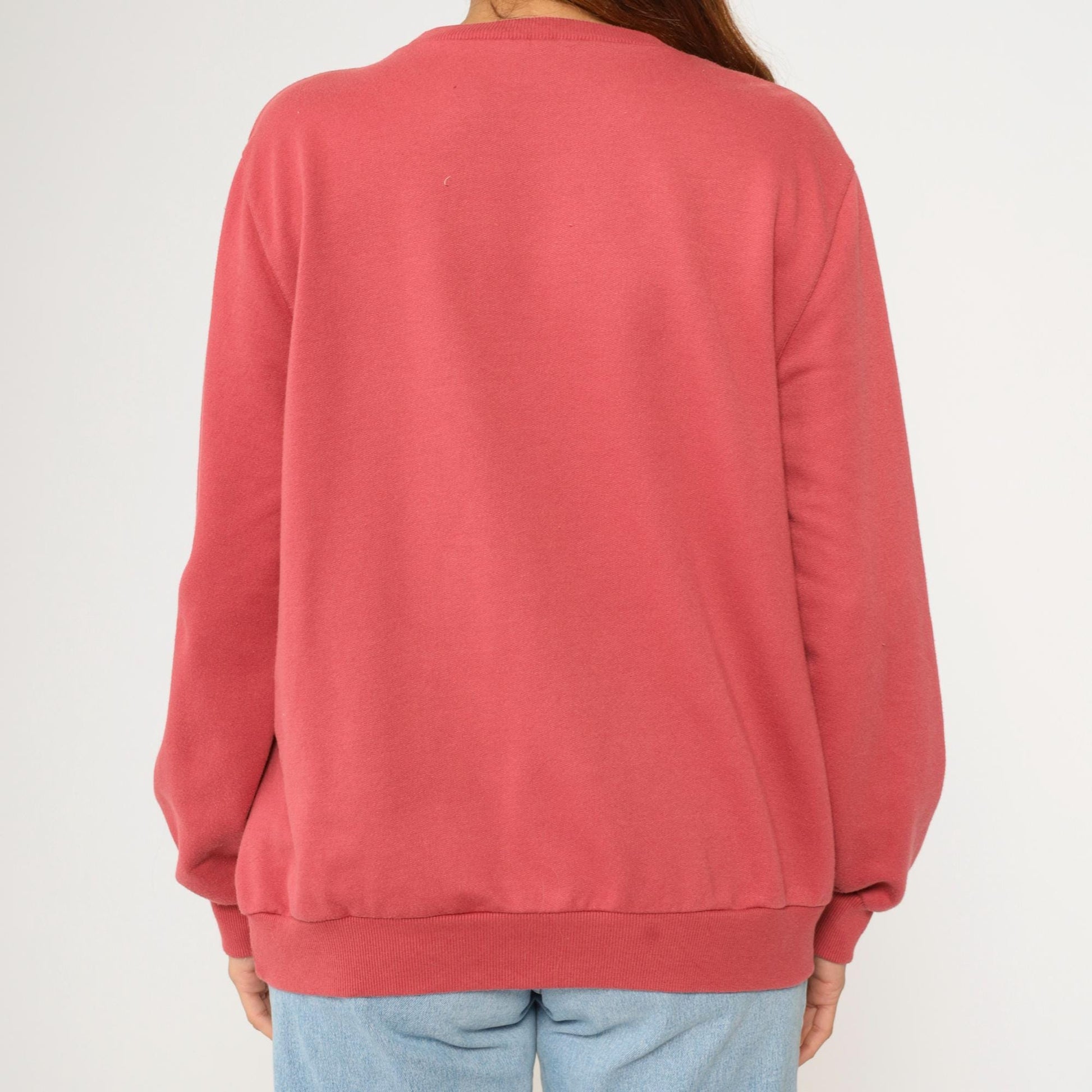 Y2K Alfred Dunner Floral Embroidered Sweatshirt Coral Pink Beaded Crewneck Large L