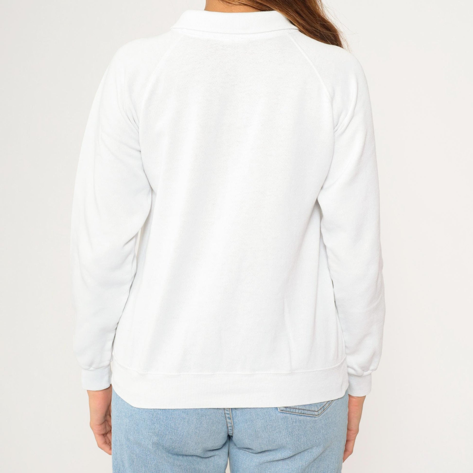90s Hanes Golf Sweatshirt Lighthouse Scene Knit Panel White Small