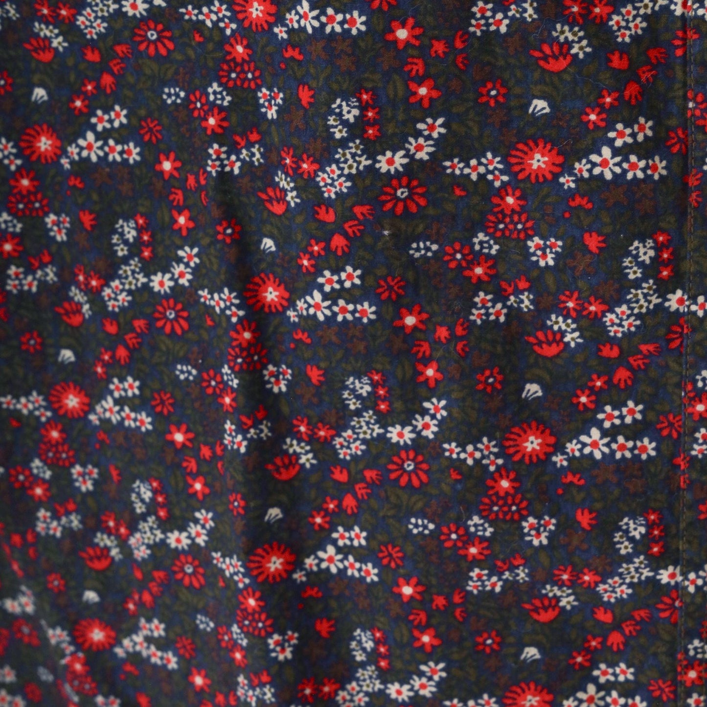 90s Floral Button-Up Blouse Red Green Blue Denim Collar Cotton Medium