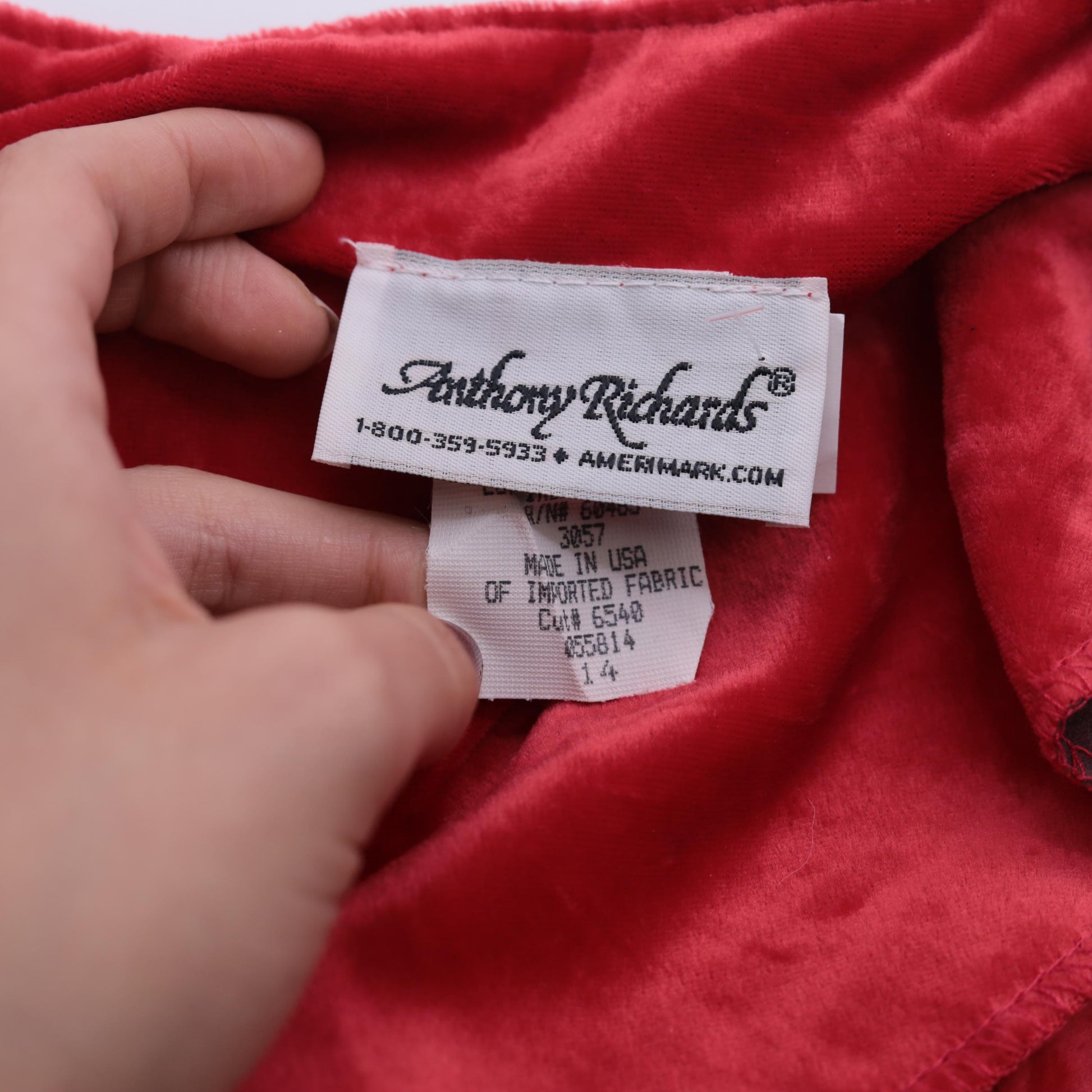 00s Red Velour Midi Dress Puff Sleeve Scallop Neck Button Up High Waist Large