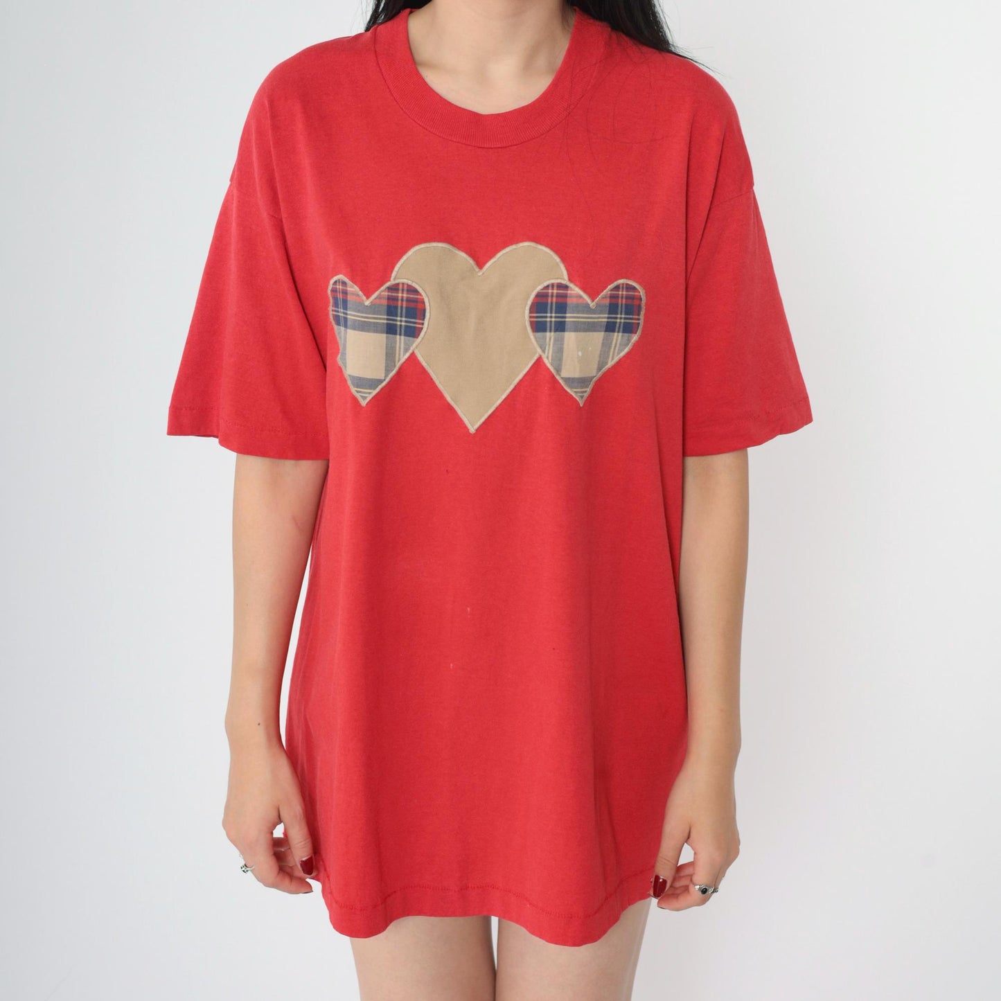 90s Screen Stars Best Red Heart Applique Graphic T-Shirt Large L