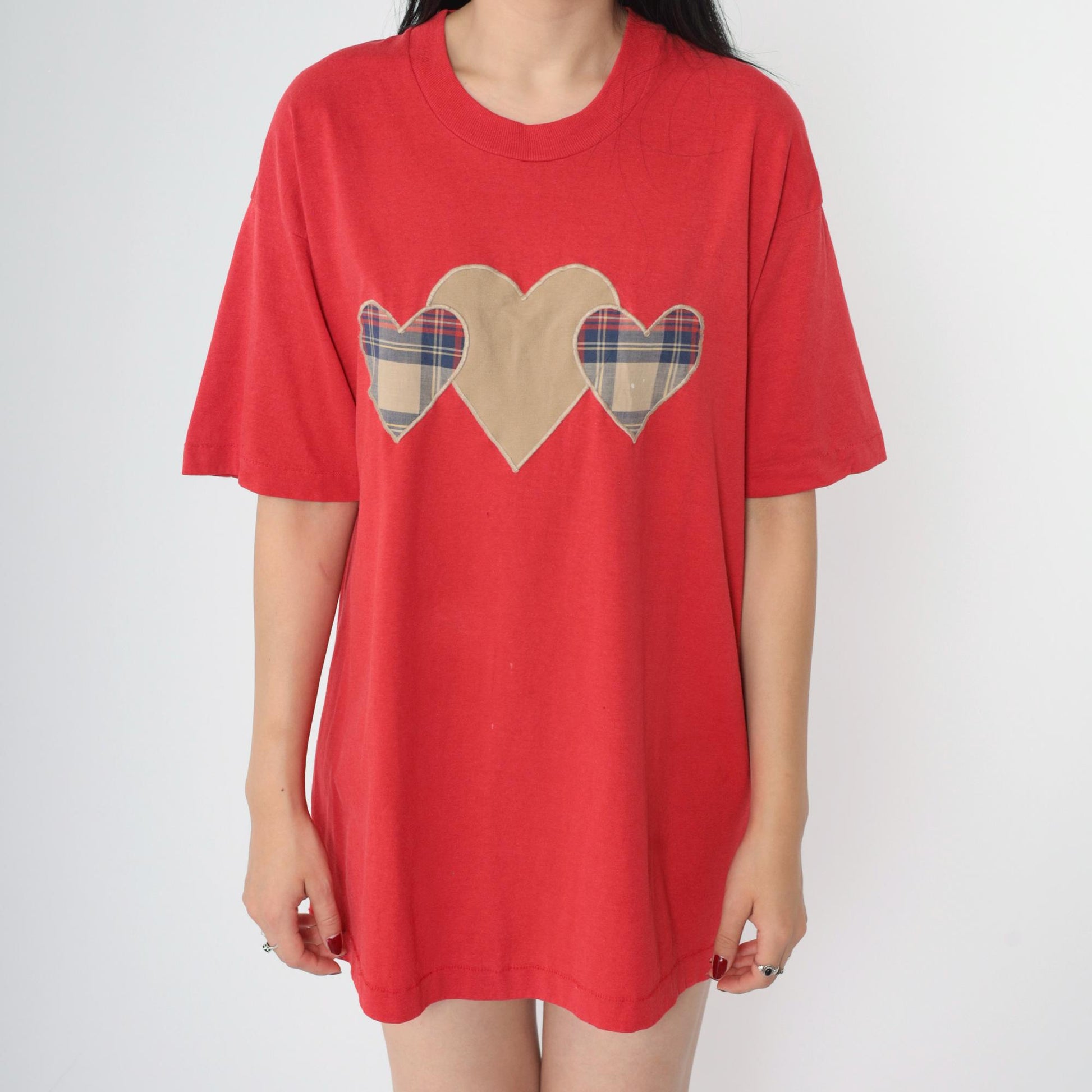 90s Screen Stars Best Red Heart Applique Graphic T-Shirt Large L