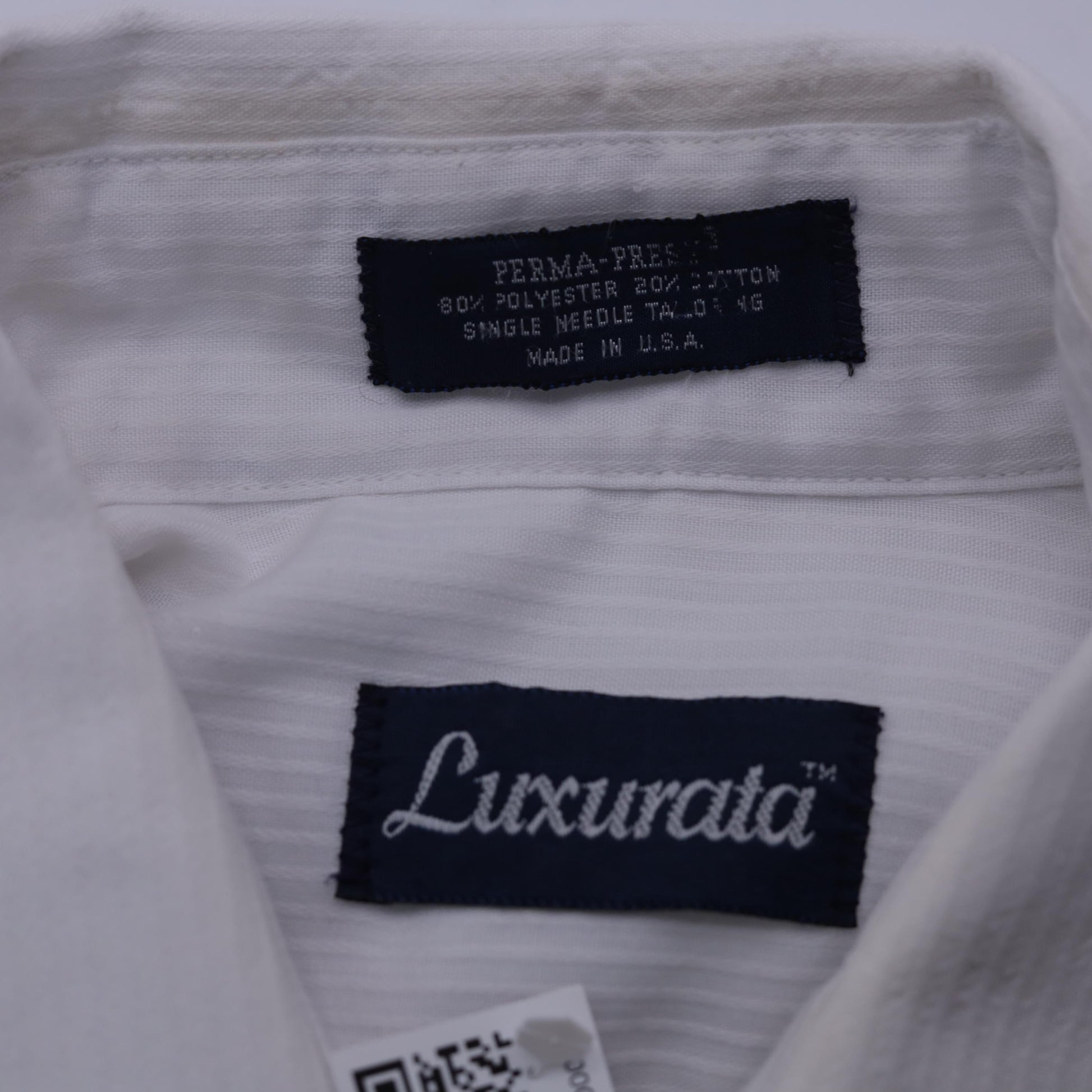 80s Luxurata White Striped Button-Up Shirt Long Sleeve Sheer Large L