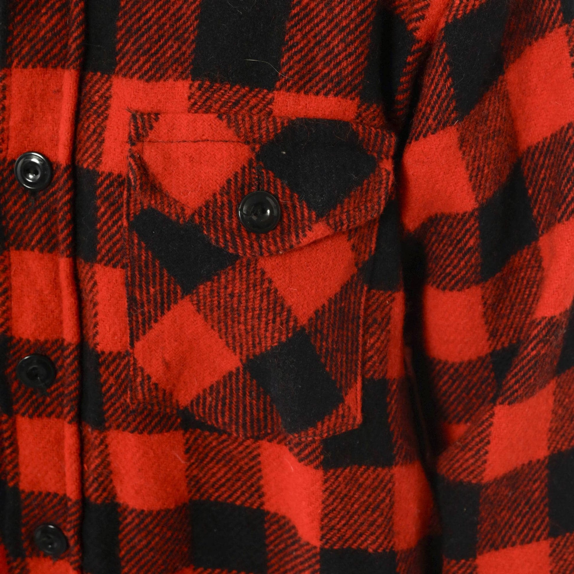70s Frostproof Buffalo Plaid Wool Shirt Red Black CPO Button Up Medium