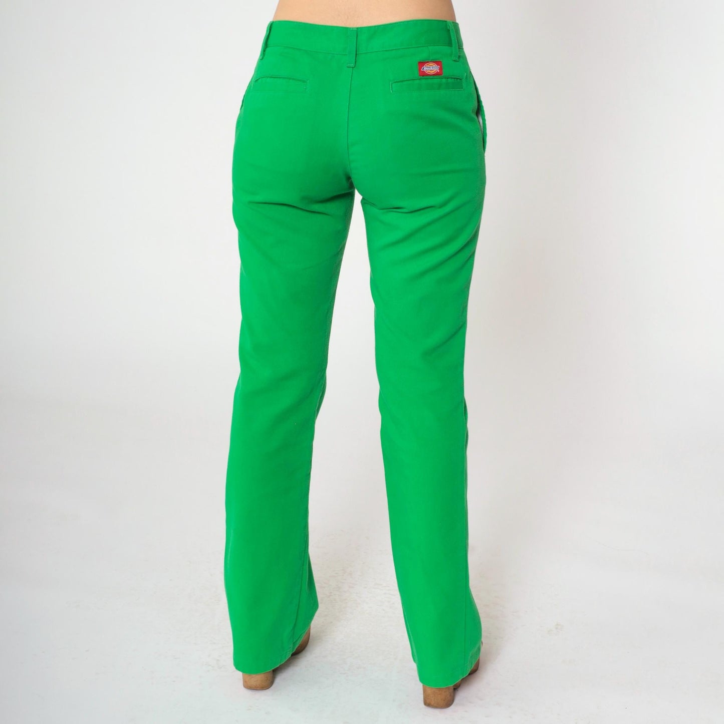Y2K Dickies Flared Workwear Trousers Bright Green Low Rise Small 3