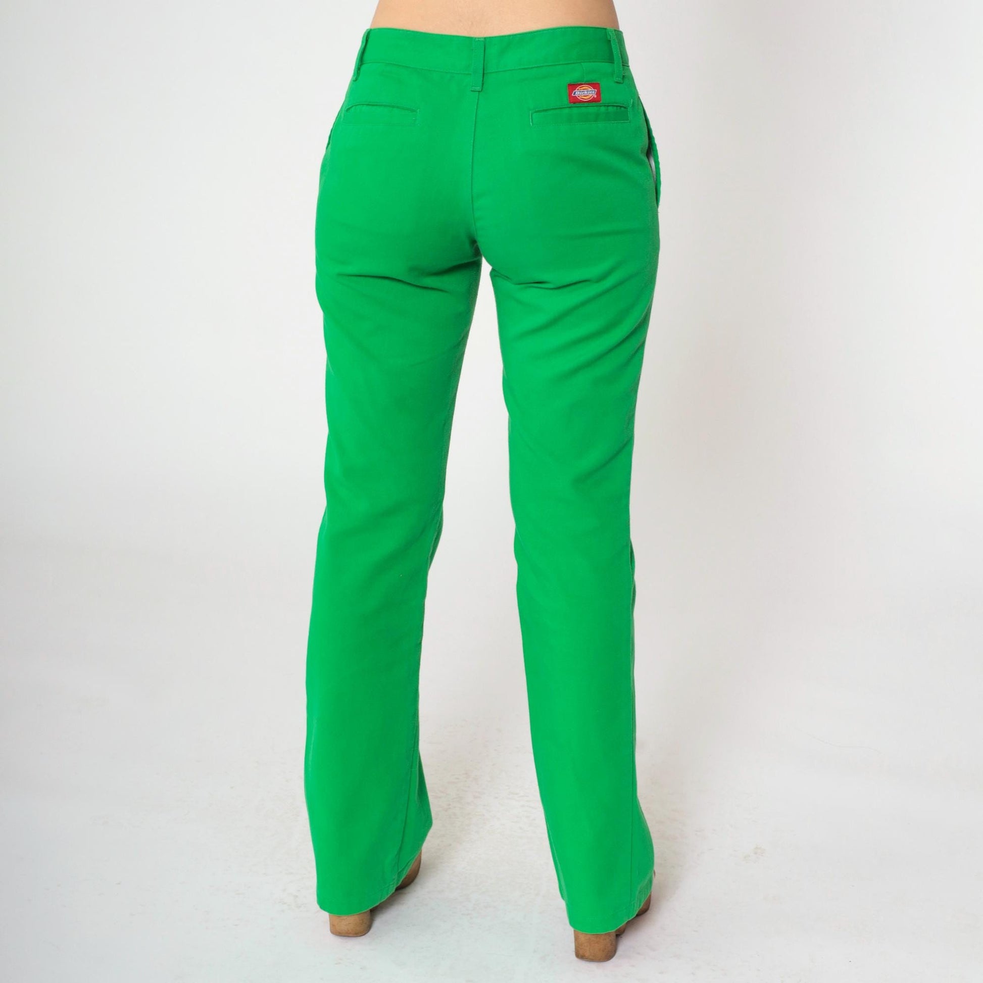 Y2K Dickies Flared Workwear Trousers Bright Green Low Rise Small 3