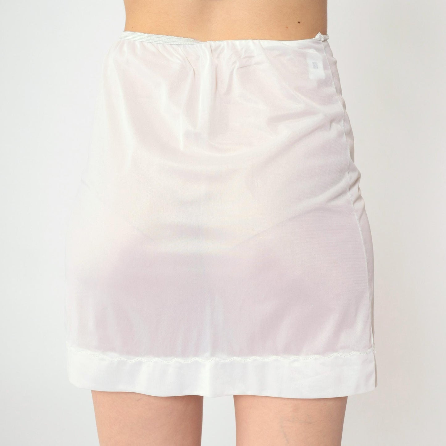 70s White Lace Slip Skirt Sheer Mini Lingerie Extra Small