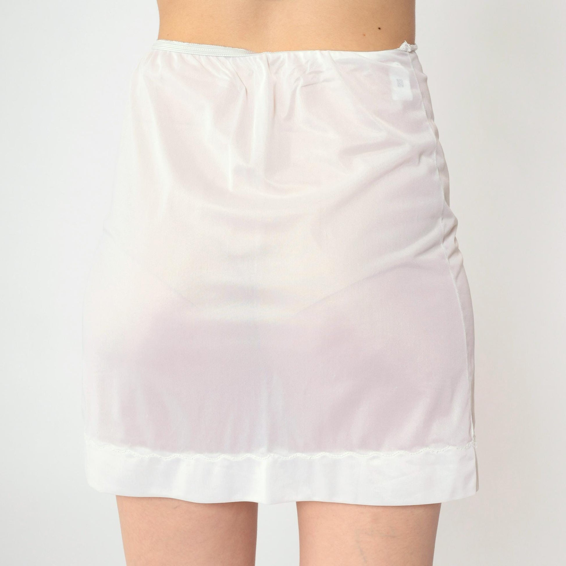 70s White Lace Slip Skirt Sheer Mini Lingerie Extra Small