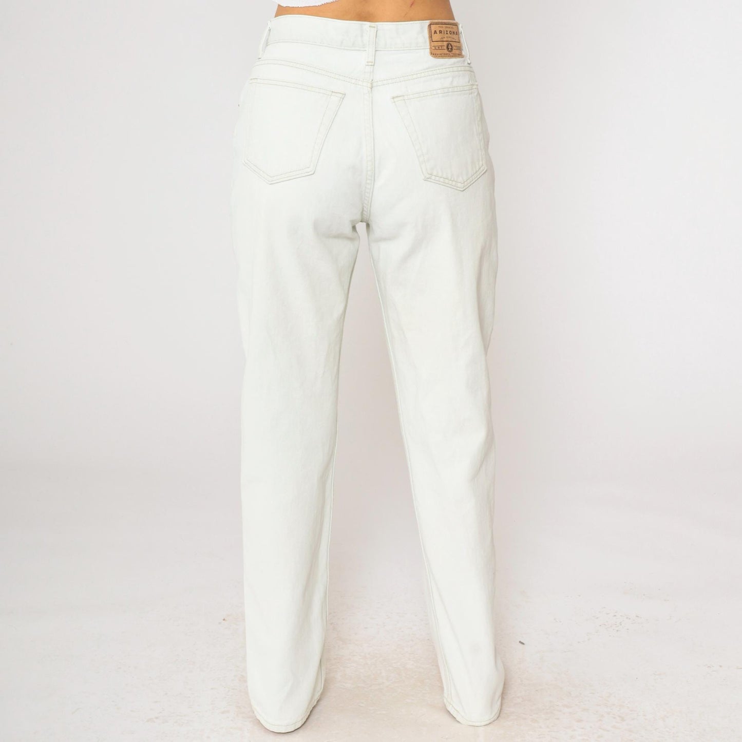 90s Arizona Jean Company White Denim High-Rise Straight Jeans Medium