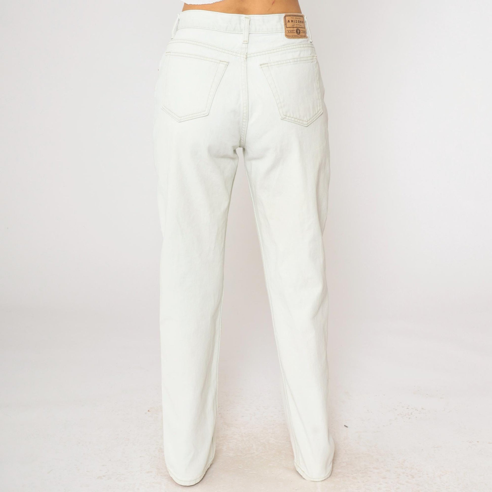 90s Arizona Jean Company White Denim High-Rise Straight Jeans Medium