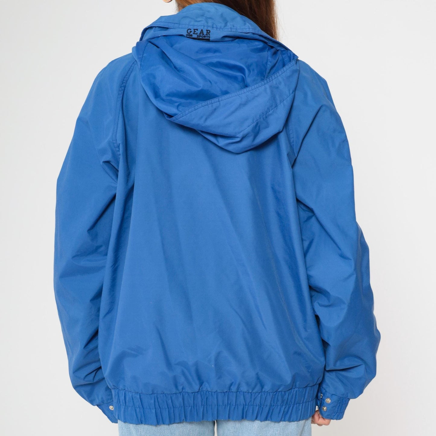 90s Gear for Sports Blue Windbreaker Jacket 3M Nylon Hooded Medium