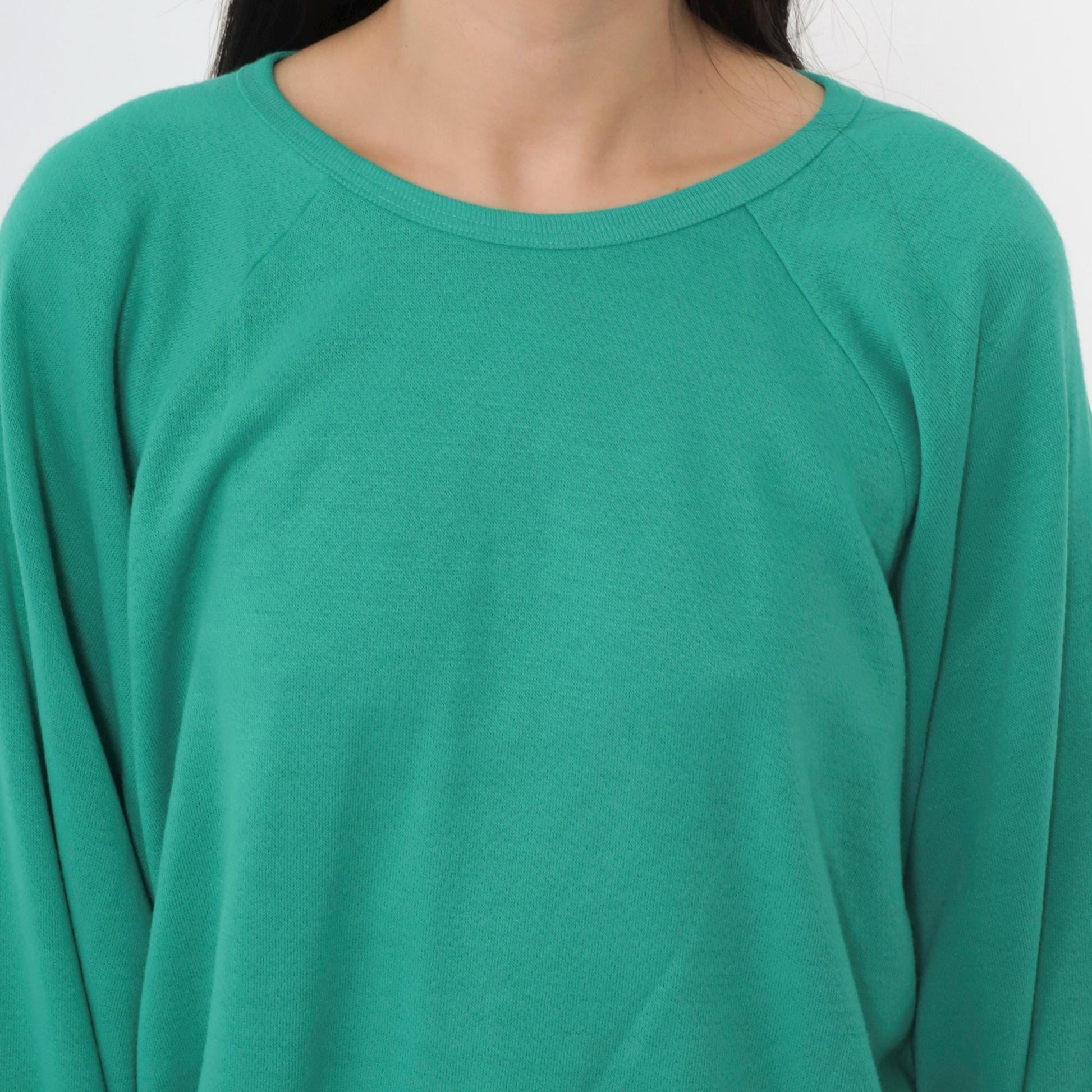 80s Green Crewneck Sweatshirt Raglan Sleeve Vintage Medium Large