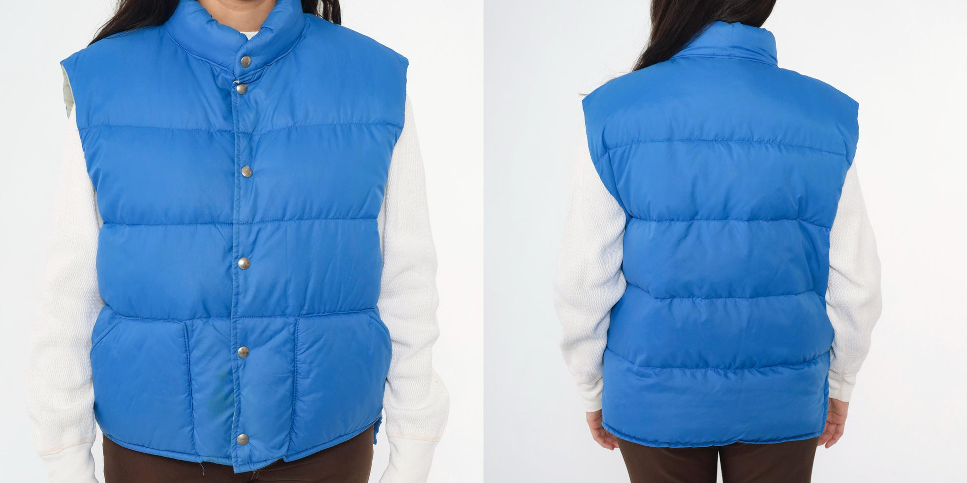80s Polar Gear Down Puffer Vest Blue Snap Front Sleeveless Extra Large