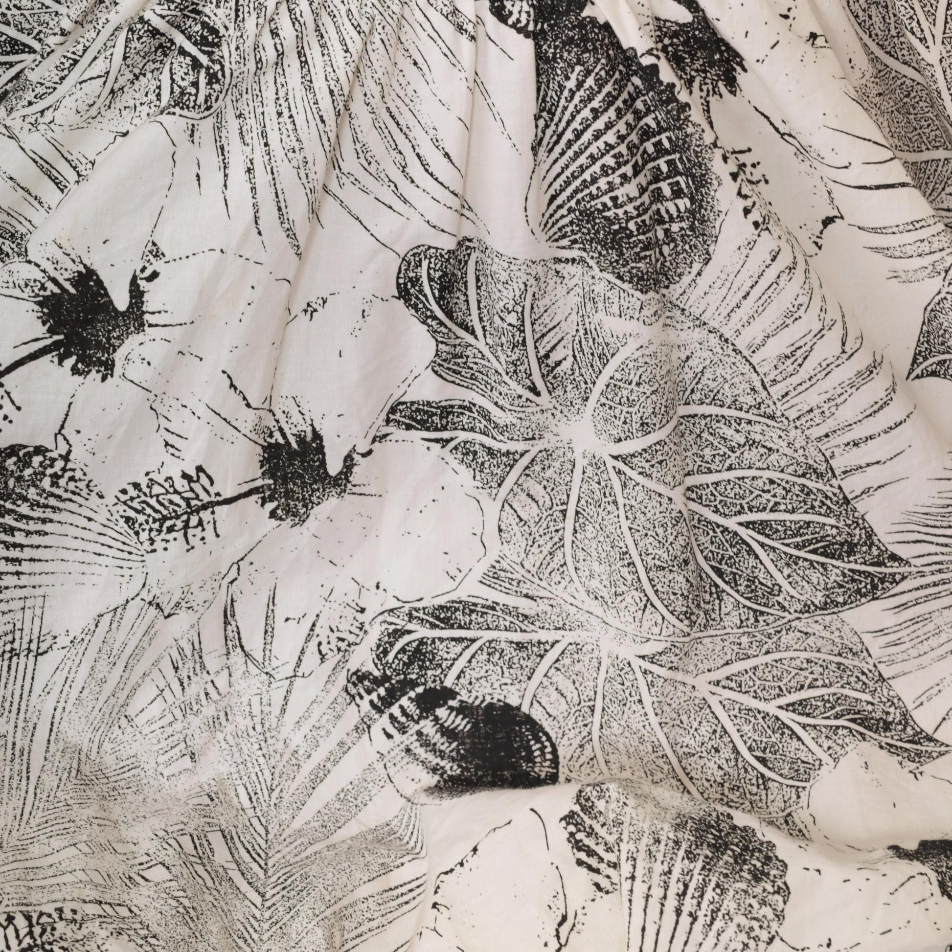 90s All That Jazz Bubble Hem Mini Dress Black White Tropical Print Cap Sleeve Small