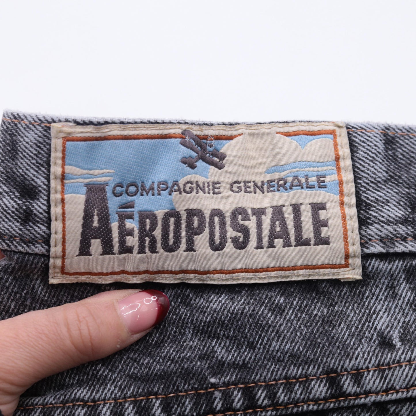 90s Aeropostale Black Acid Wash Jeans Straight Leg Distressed Medium M