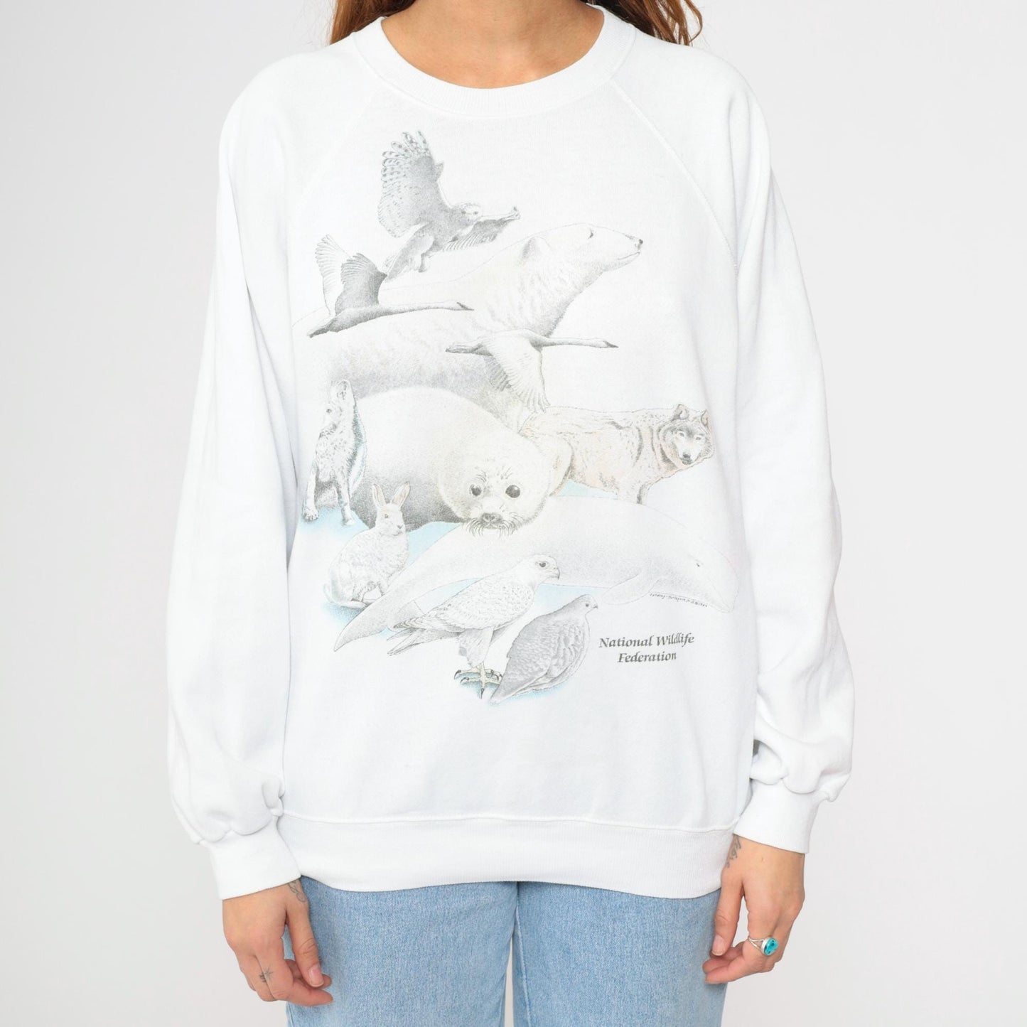 90s Hanes Wildlife Sweatshirt Arctic Animals National Wildlife Federation Extra Large